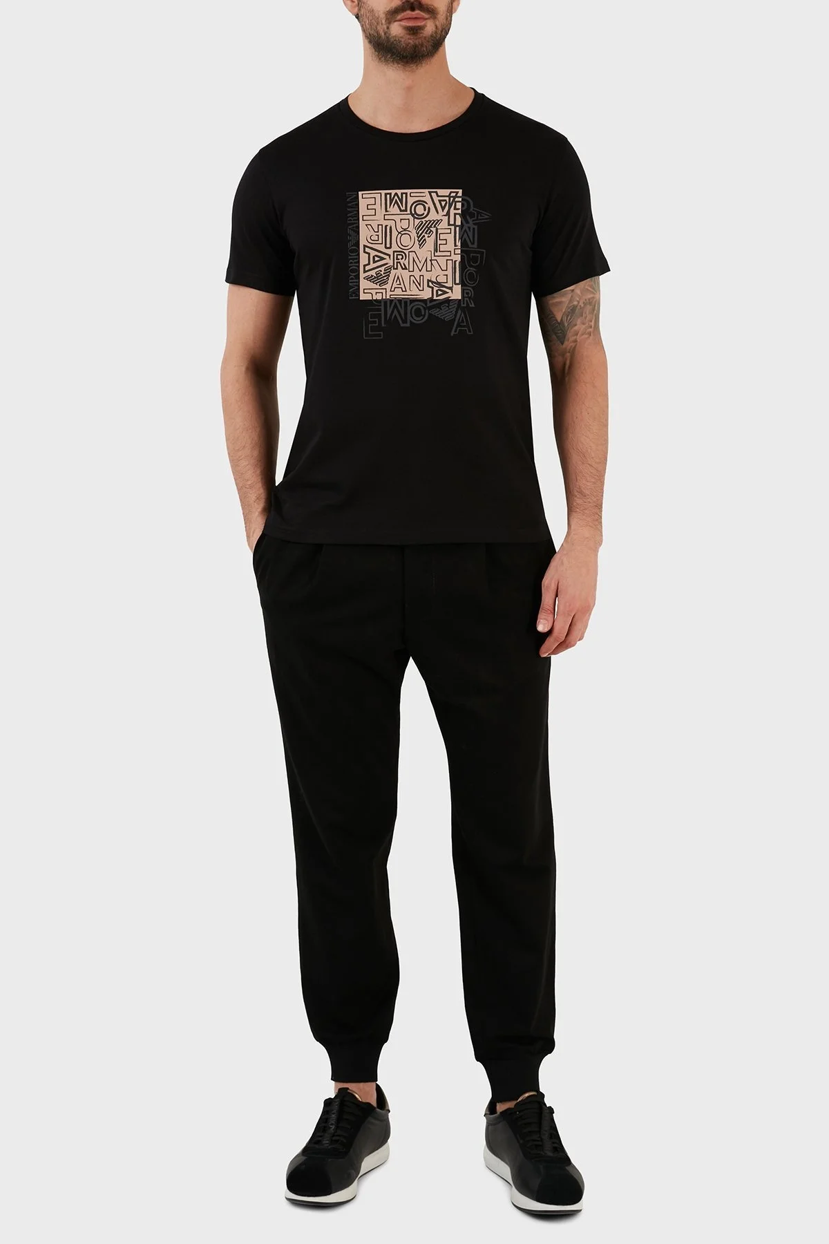 Emporio Armani Pamuklu Regular Fit Bisiklet Yaka Erkek T Shirt 211818 3R468 22621 SİYAH - 4