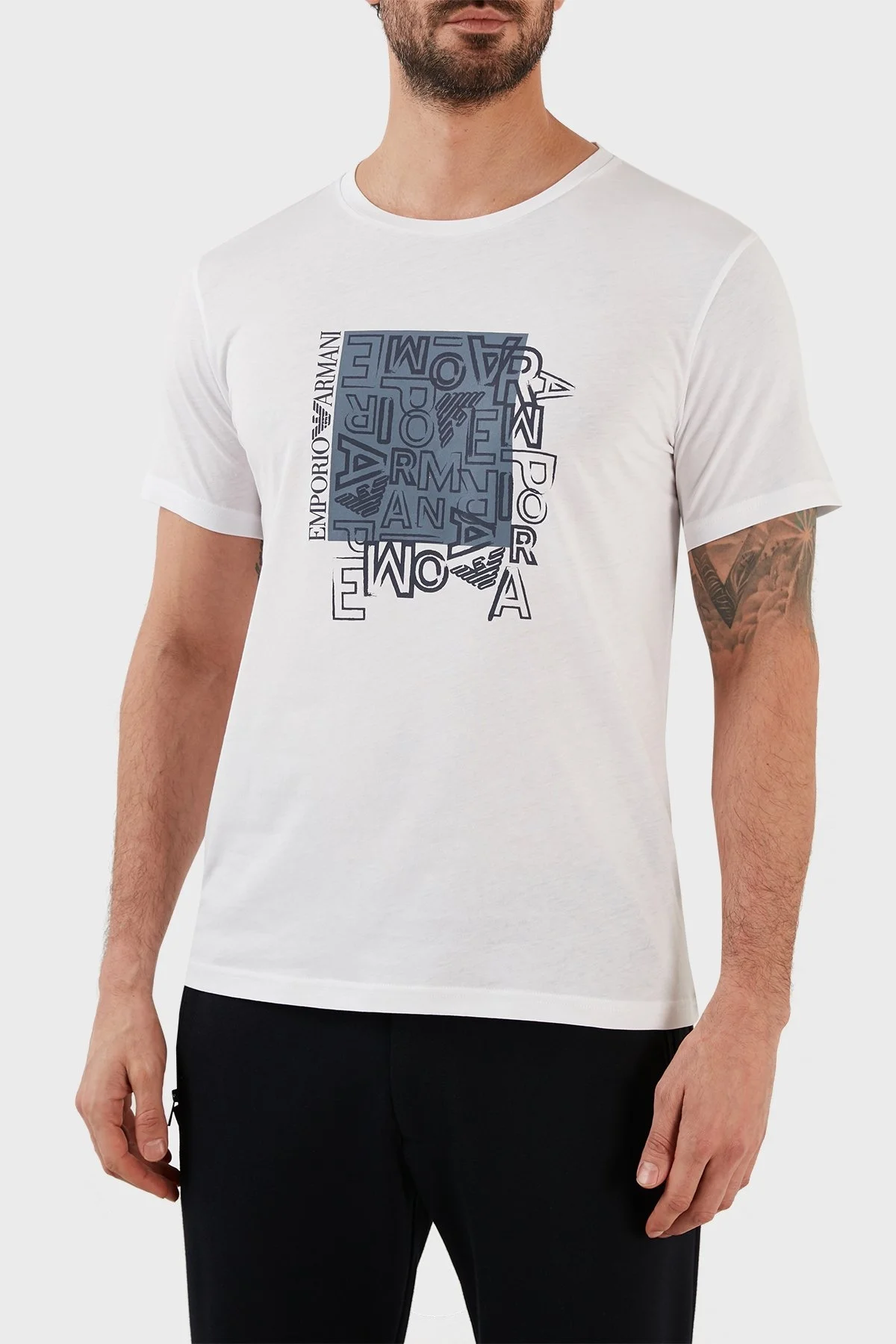 Emporio Armani Pamuklu Regular Fit Bisiklet Yaka Erkek T Shirt 211818 3R468 98310 BEYAZ - 1