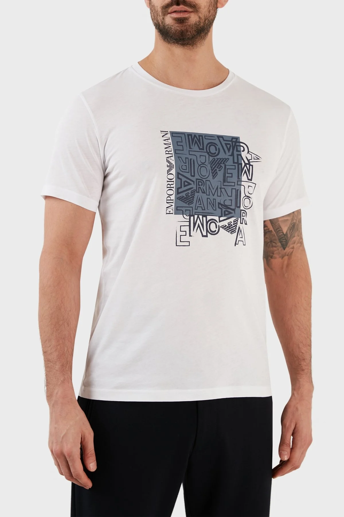 Emporio Armani Pamuklu Regular Fit Bisiklet Yaka Erkek T Shirt 211818 3R468 98310 BEYAZ - 2