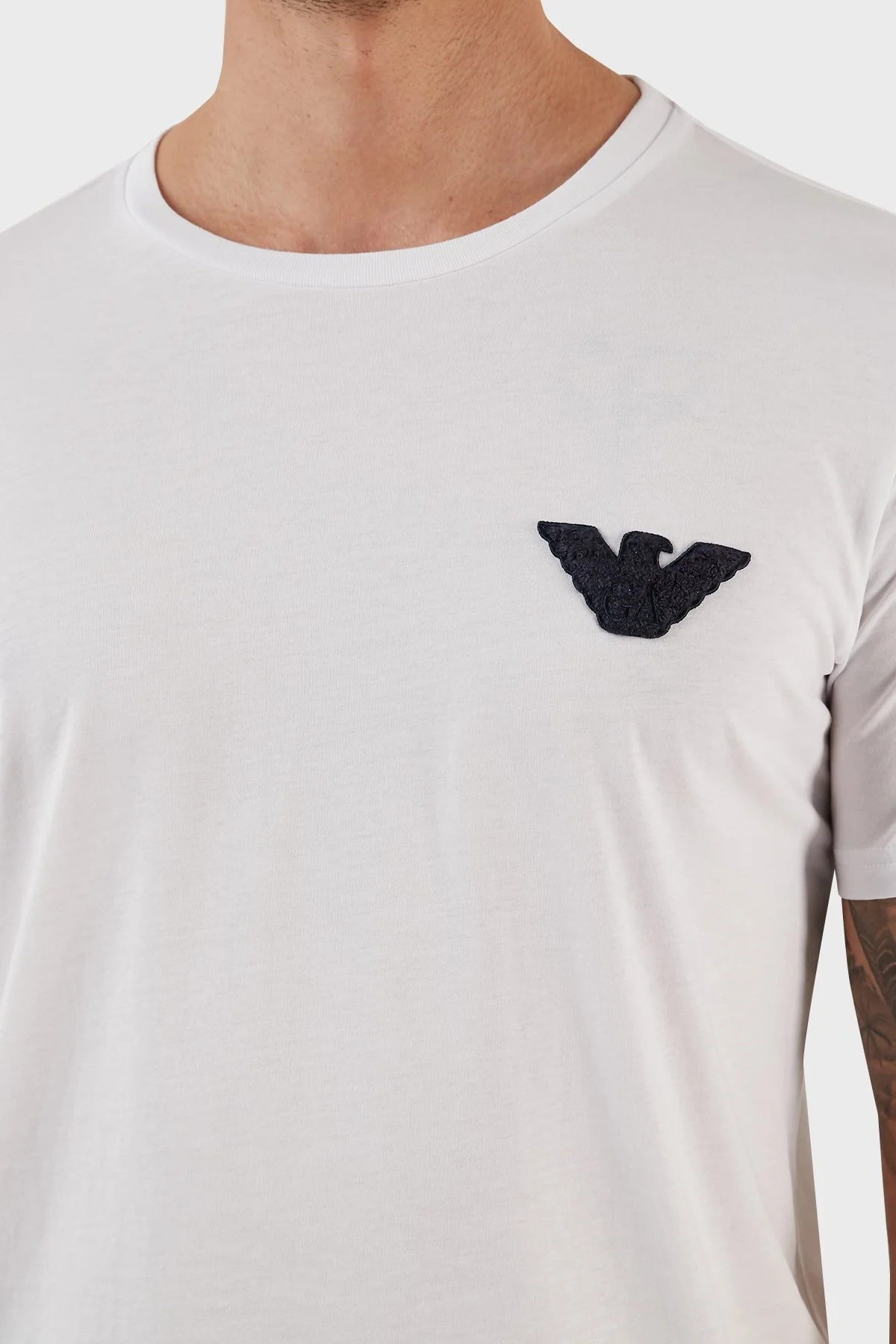 Emporio Armani Pamuklu Regular Fit Bisiklet Yaka Erkek T Shirt 211818 3R483 00010 BEYAZ - 3