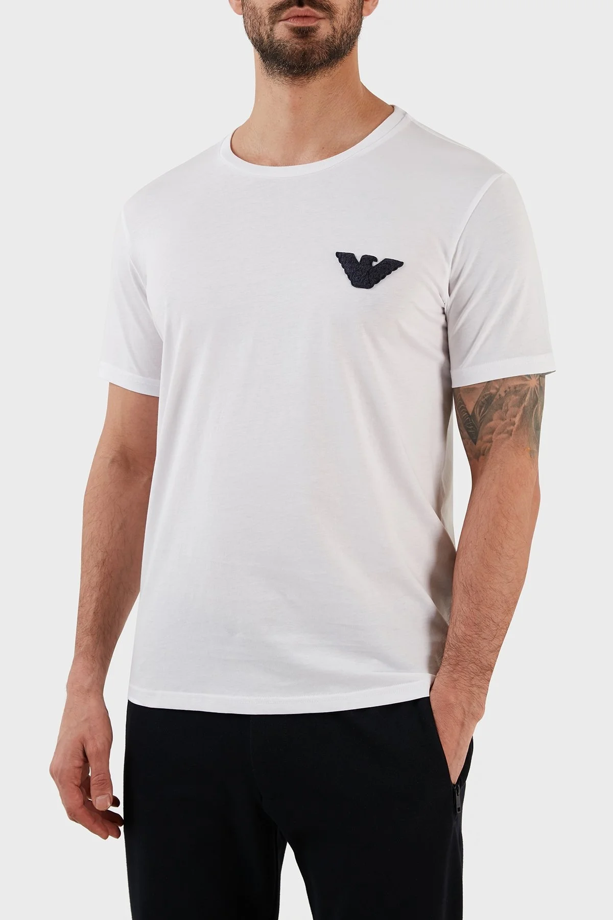 Emporio Armani Pamuklu Regular Fit Bisiklet Yaka Erkek T Shirt 211818 3R483 00010 BEYAZ - 4