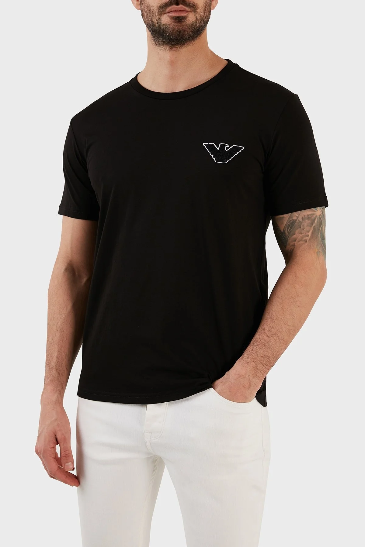 Emporio Armani Pamuklu Regular Fit Bisiklet Yaka Erkek T Shirt 211818 3R483 00020 SİYAH - 1