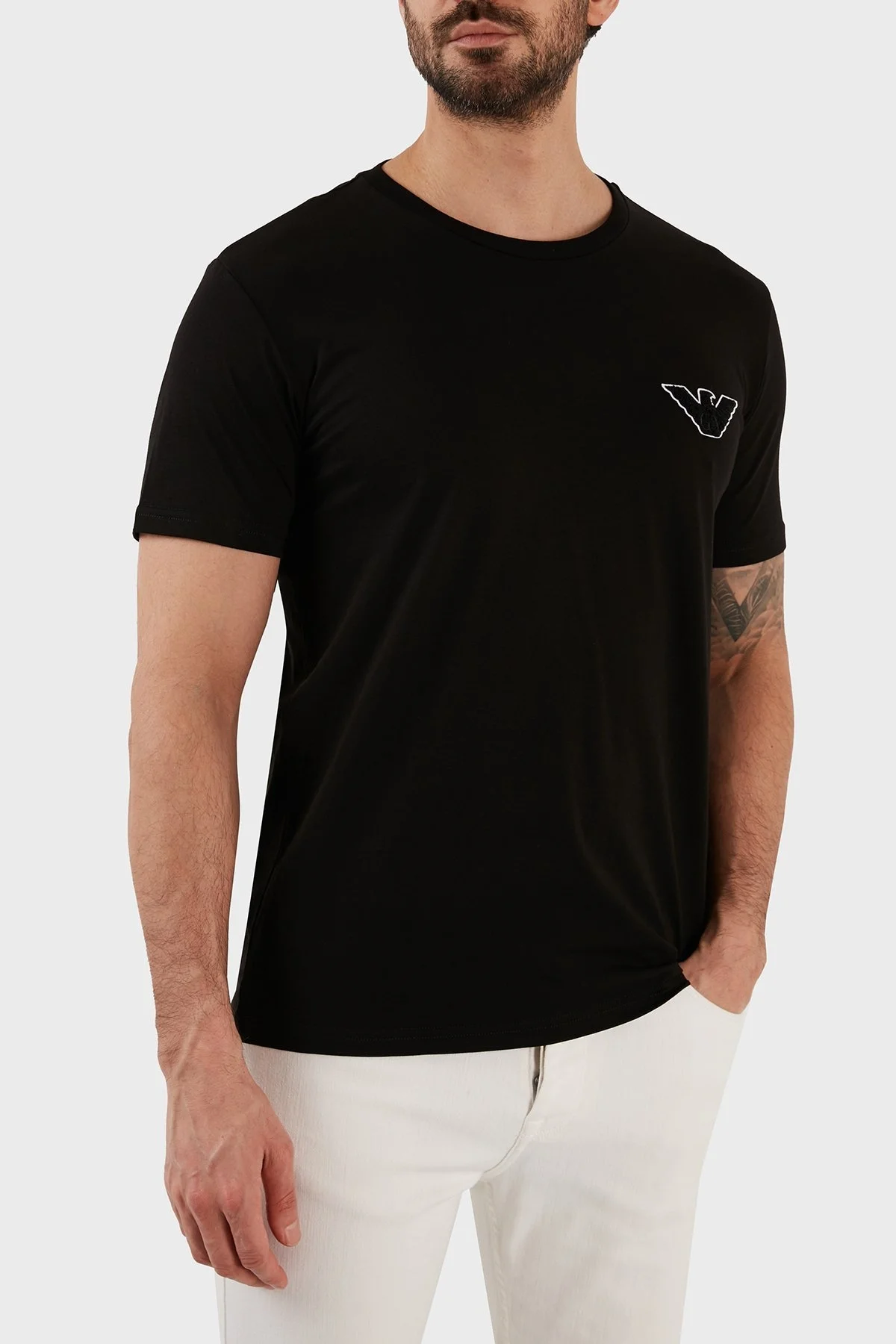 Emporio Armani Pamuklu Regular Fit Bisiklet Yaka Erkek T Shirt 211818 3R483 00020 SİYAH - 2