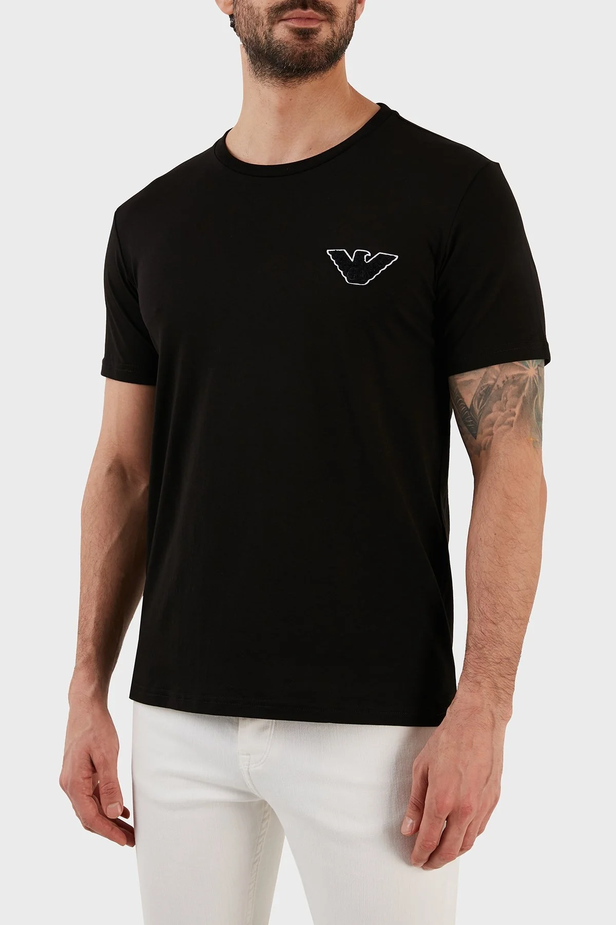 Emporio Armani Pamuklu Regular Fit Bisiklet Yaka Erkek T Shirt 211818 3R483 00020 SİYAH - 3