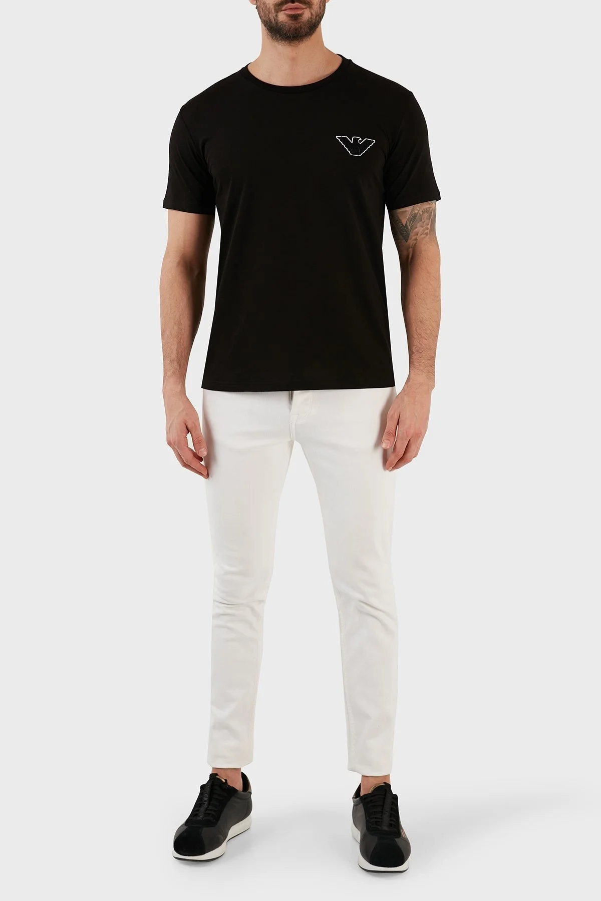 Emporio Armani Pamuklu Regular Fit Bisiklet Yaka Erkek T Shirt 211818 3R483 00020 SİYAH - 4