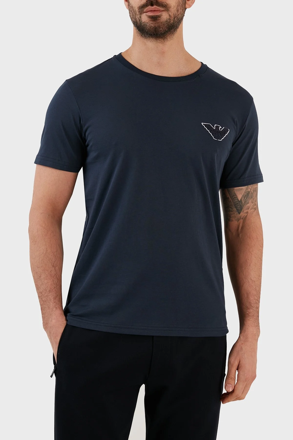 Emporio Armani Pamuklu Regular Fit Bisiklet Yaka Erkek T Shirt 211818 3R483 06935 LACİVERT - 1