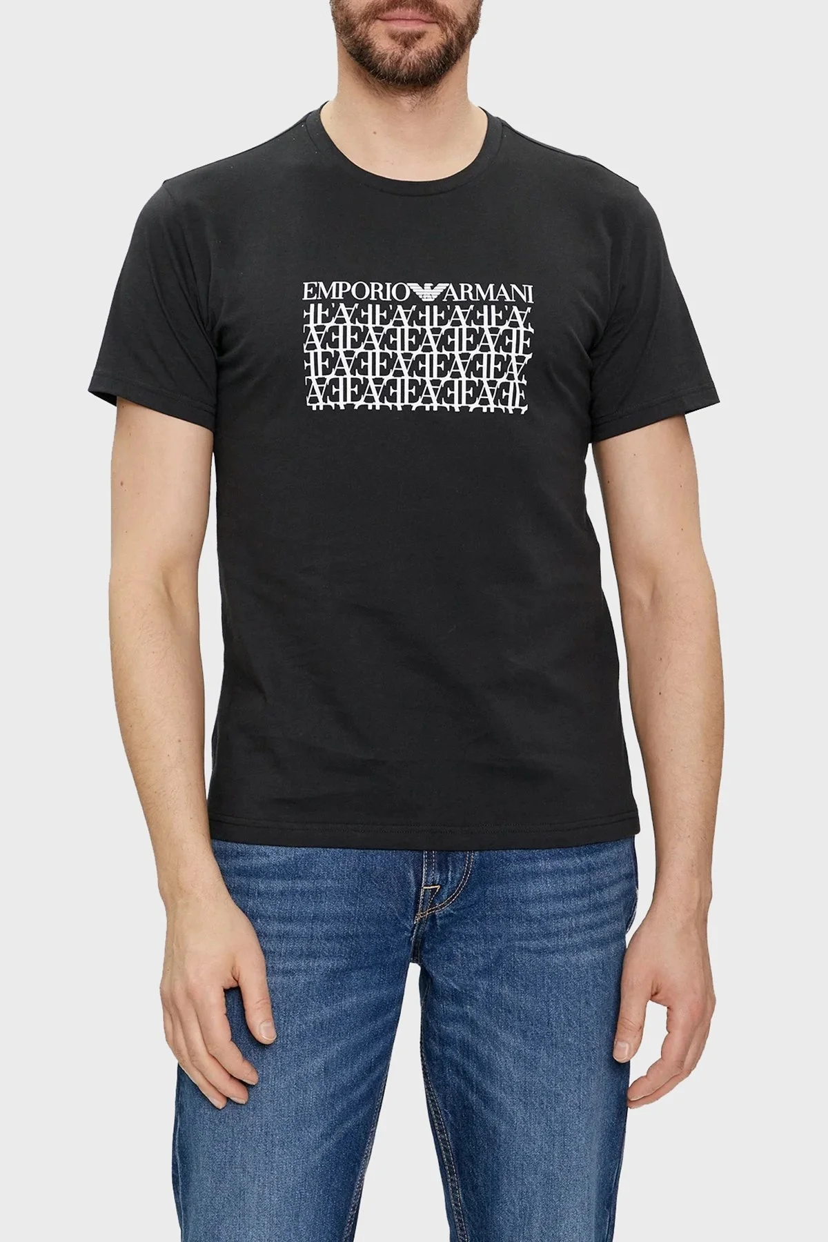 Emporio Armani Pamuklu Regular Fit Bisiklet Yaka Erkek T Shirt 211818 4R468 36021 SİYAH - 6