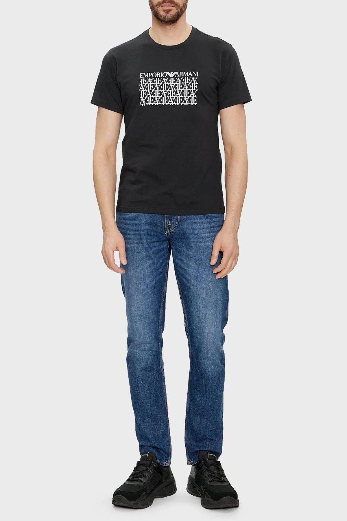 Emporio Armani Pamuklu Regular Fit Bisiklet Yaka Erkek T Shirt 211818 4R468 36021 SİYAH - 7