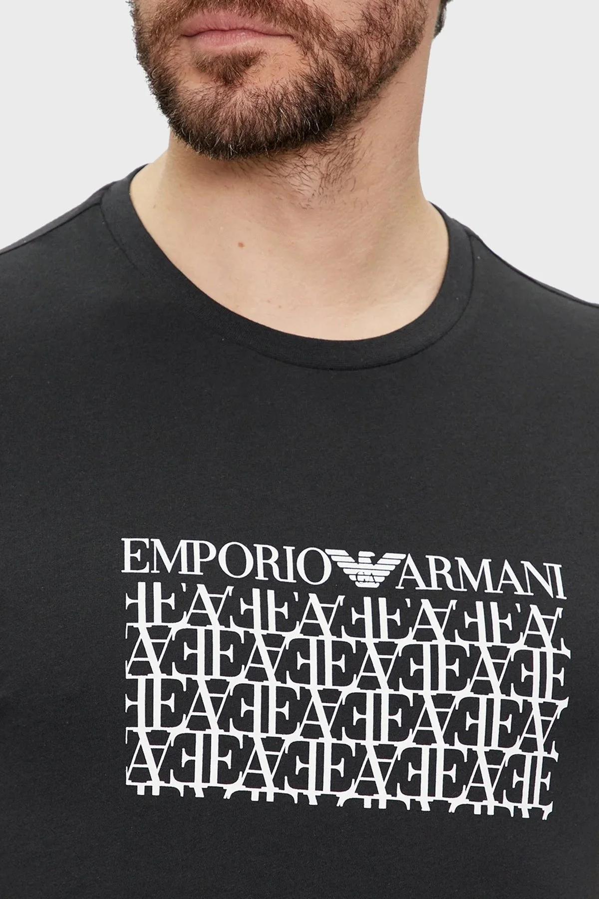Emporio Armani Pamuklu Regular Fit Bisiklet Yaka Erkek T Shirt 211818 4R468 36021 SİYAH - 9