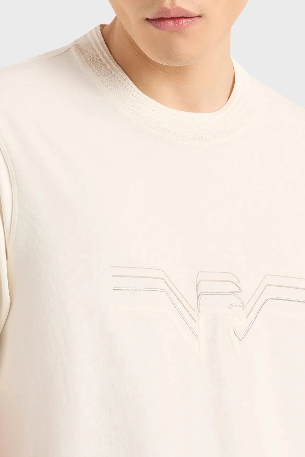 Emporio Armani Pamuklu Regular Fit Bisiklet Yaka Erkek T Shirt 3D1T89 1JWZZ 0128 EKRU - 2