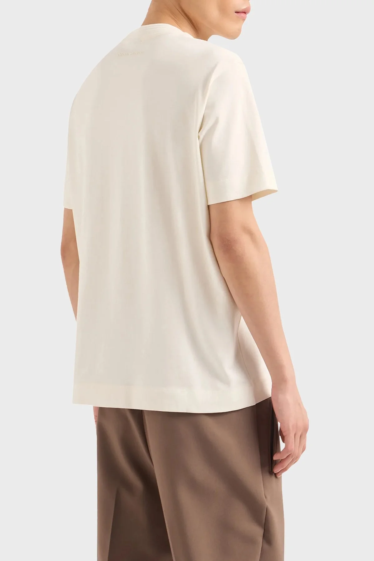 Emporio Armani Pamuklu Regular Fit Bisiklet Yaka Erkek T Shirt 3D1T89 1JWZZ 0128 EKRU - 3