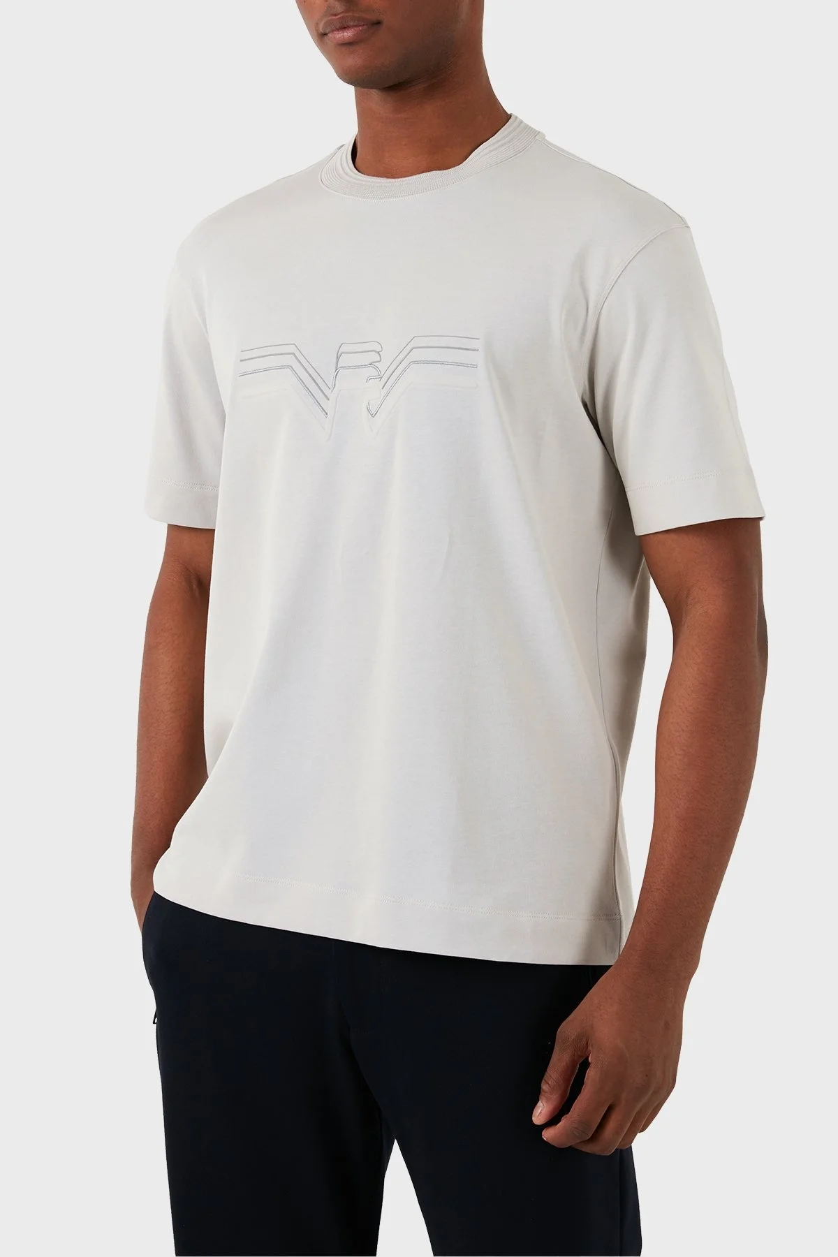 Emporio Armani Pamuklu Regular Fit Bisiklet Yaka Erkek T Shirt 3D1T89 1JWZZ 0646 GRİ - 1