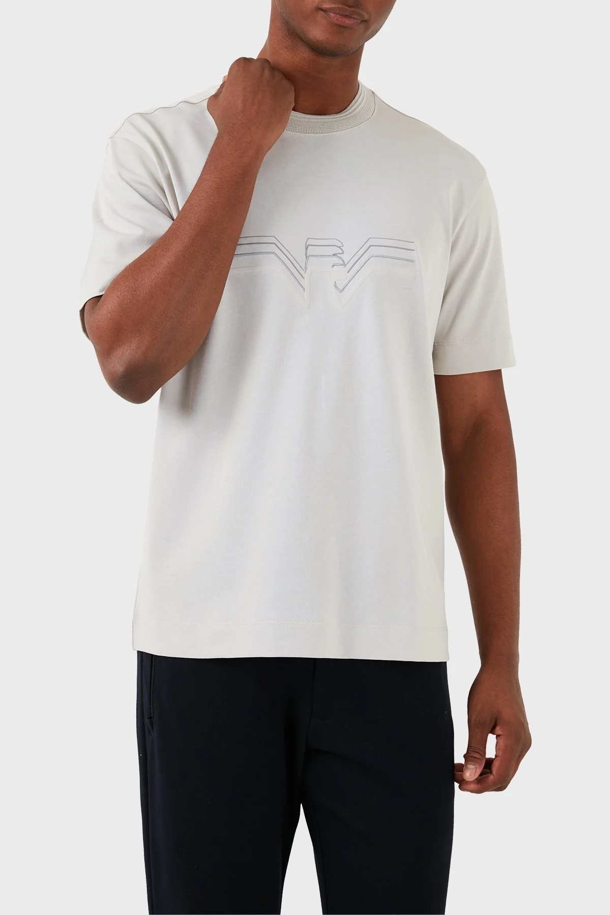 Emporio Armani Pamuklu Regular Fit Bisiklet Yaka Erkek T Shirt 3D1T89 1JWZZ 0646 GRİ - 5