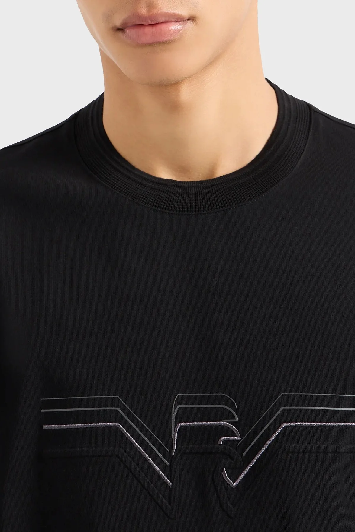 Emporio Armani Pamuklu Regular Fit Bisiklet Yaka Erkek T Shirt 3D1T89 1JWZZ 0999 SİYAH - 4