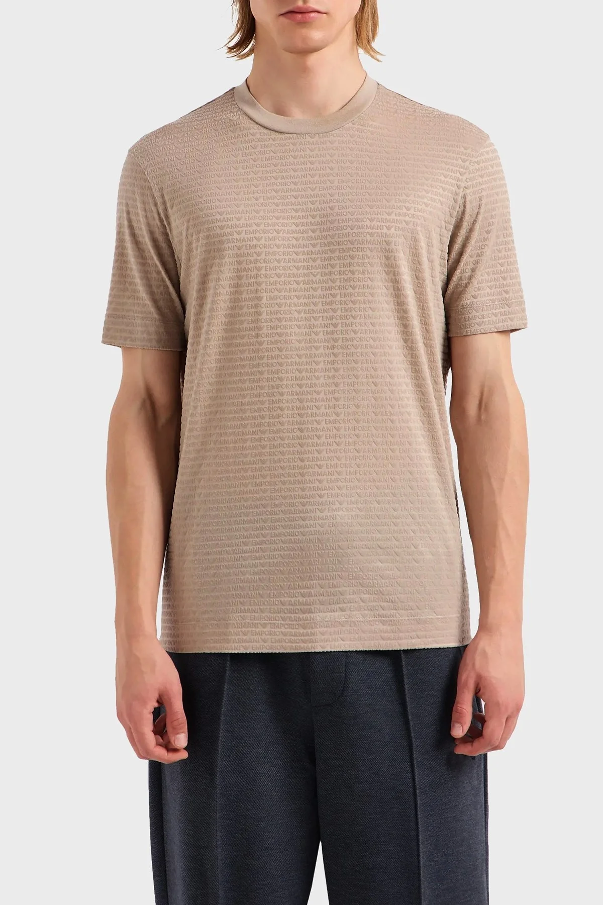 Emporio Armani Pamuklu Regular Fit Bisiklet Yaka Erkek T Shirt 3D1T91 1JUVZ 01M5 BEJ - 5