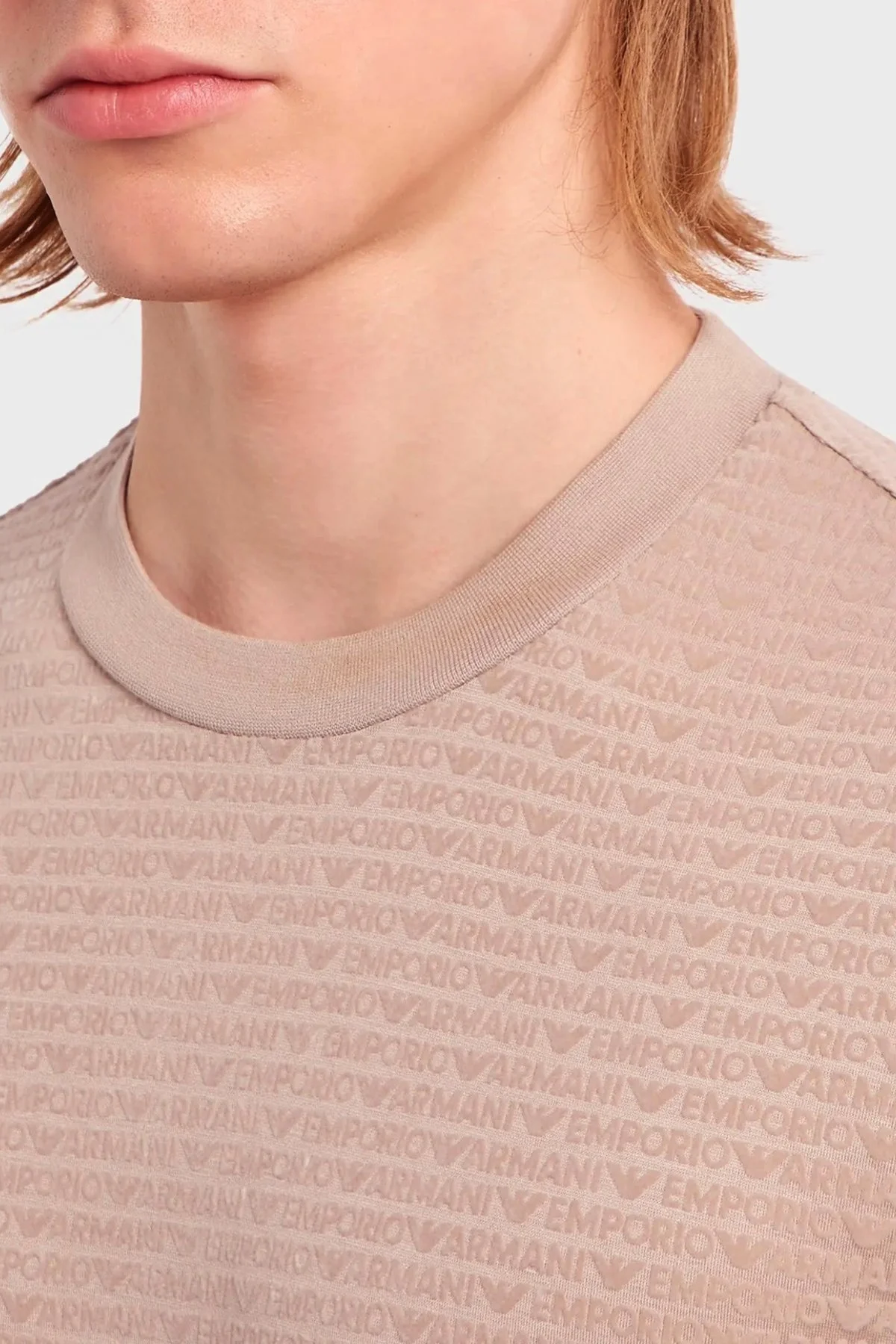 Emporio Armani Pamuklu Regular Fit Bisiklet Yaka Erkek T Shirt 3D1T91 1JUVZ 01M5 BEJ - 6