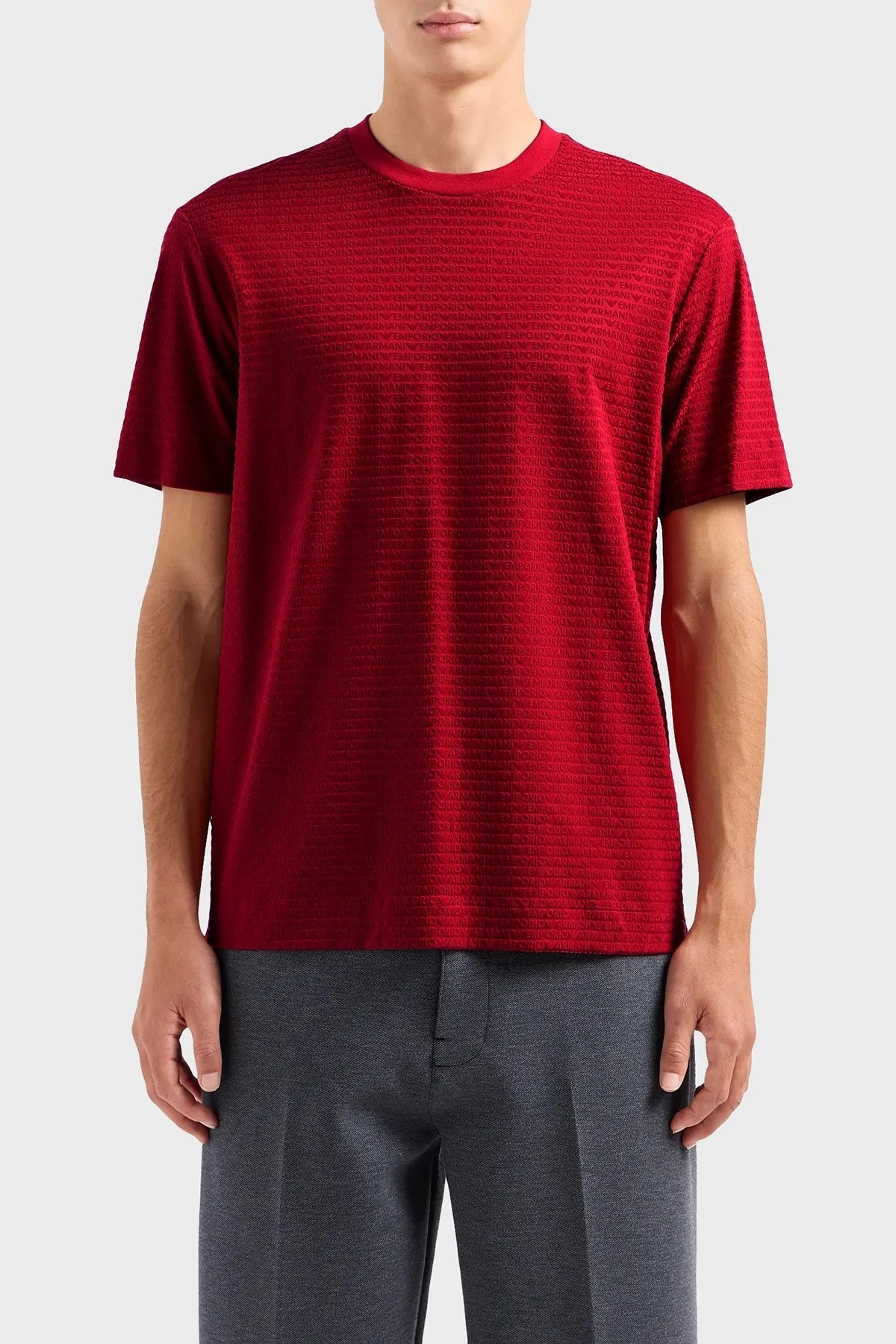 Emporio Armani Pamuklu Regular Fit Bisiklet Yaka Erkek T Shirt 3D1T91 1JUVZ 03B7 KIRMIZI - 6