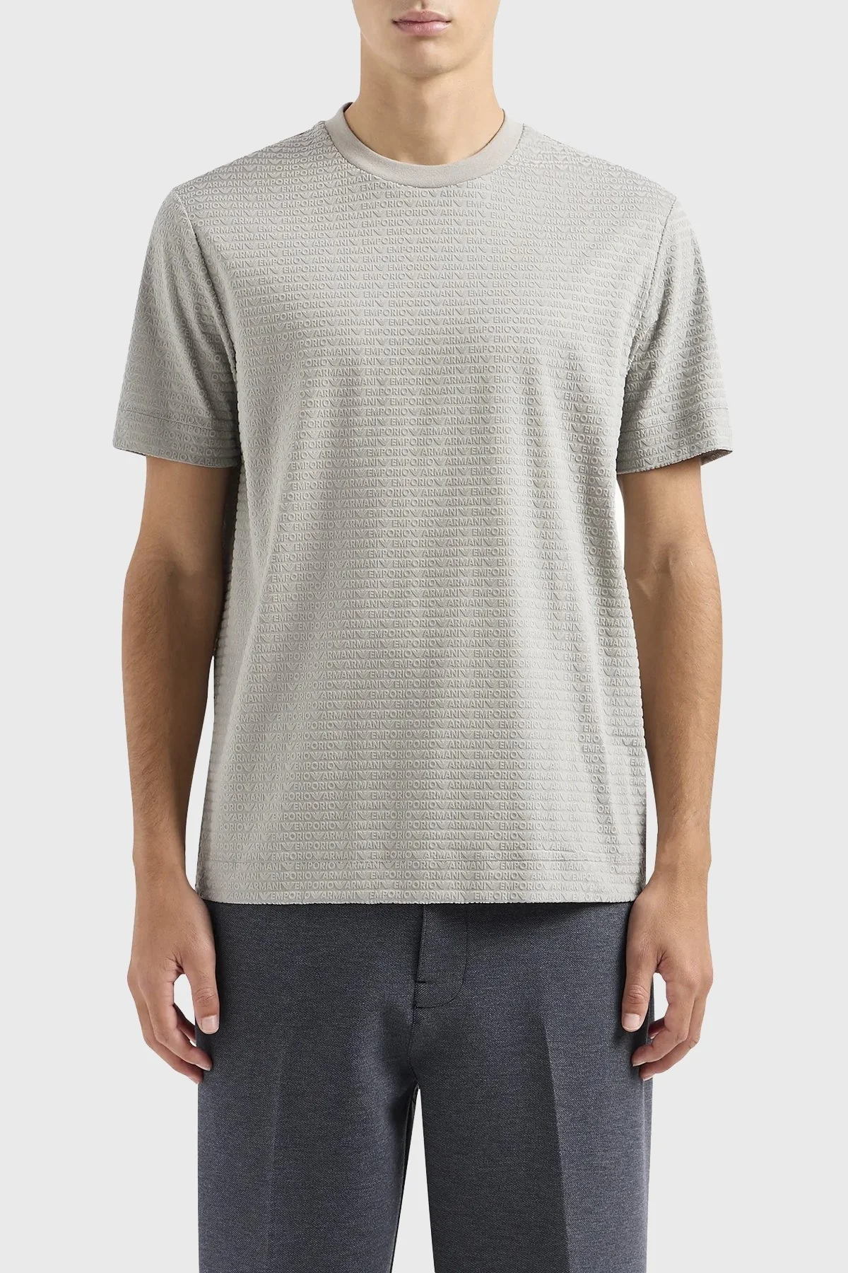 Emporio Armani Pamuklu Regular Fit Bisiklet Yaka Erkek T Shirt 3D1T91 1JUVZ 06G1 GRİ - 1