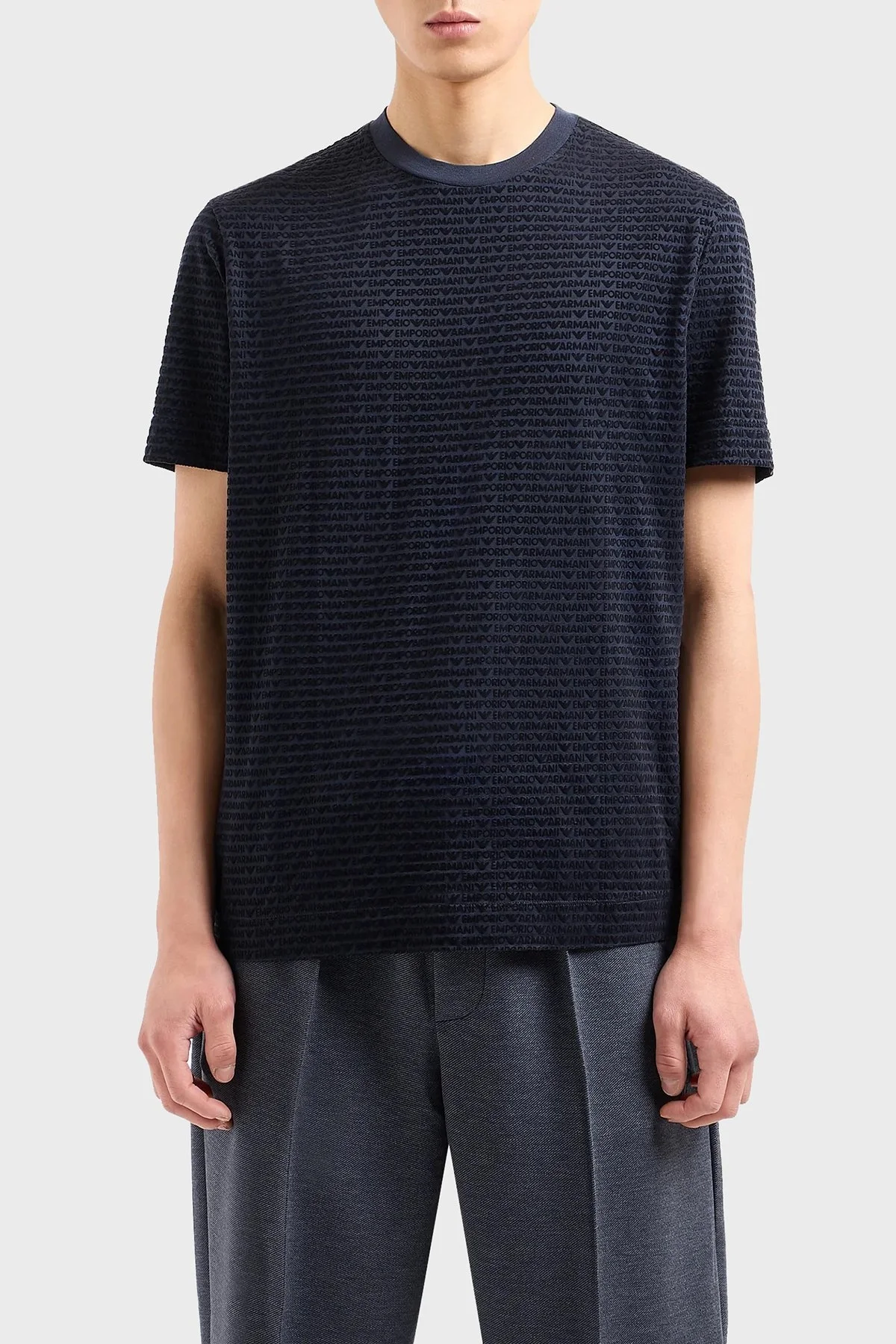 Emporio Armani Pamuklu Regular Fit Bisiklet Yaka Erkek T Shirt 3D1T91 1JUVZ 0920 LACİVERT - 1
