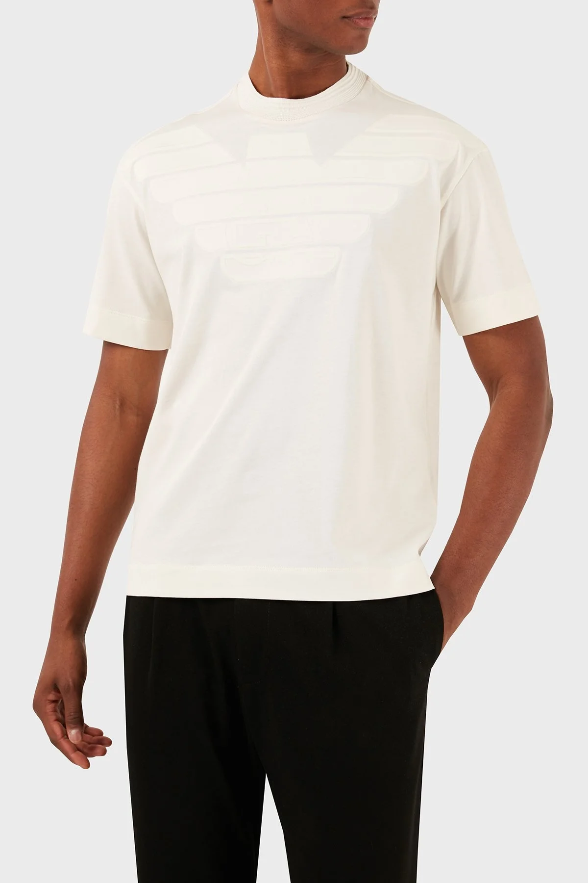 Emporio Armani Pamuklu Regular Fit Bisiklet Yaka Erkek T Shirt 3D1T94 1JWZZ 0154 BEYAZ - 4