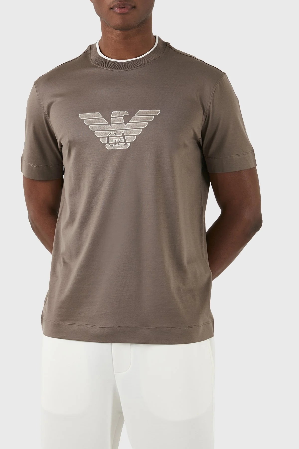 Emporio Armani Pamuklu Regular Fit Bisiklet Yaka Erkek T Shirt 3D1TD4 1JUVZ 04B6 KAHVE - 8