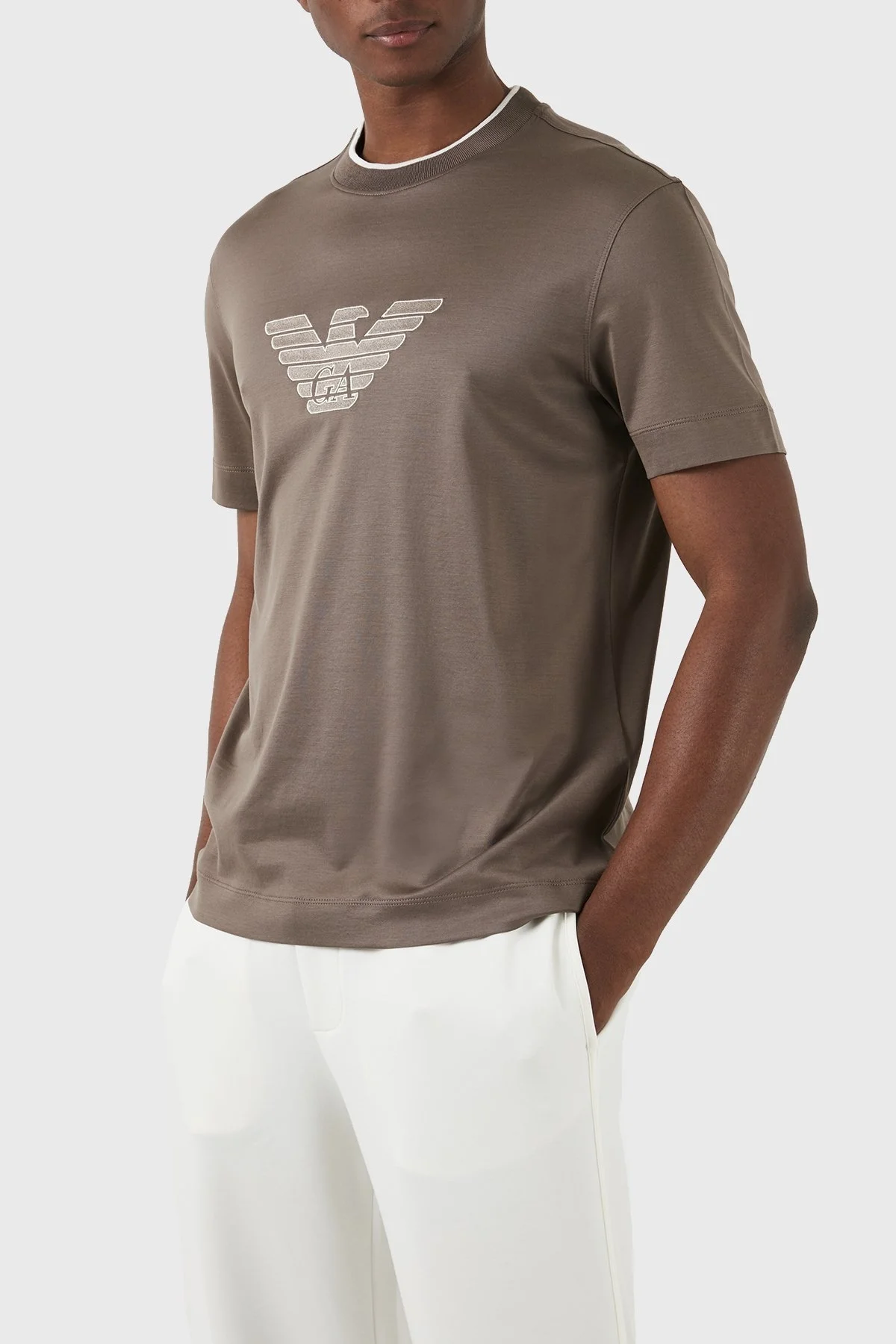 Emporio Armani Pamuklu Regular Fit Bisiklet Yaka Erkek T Shirt 3D1TD4 1JUVZ 04B6 KAHVE - 11