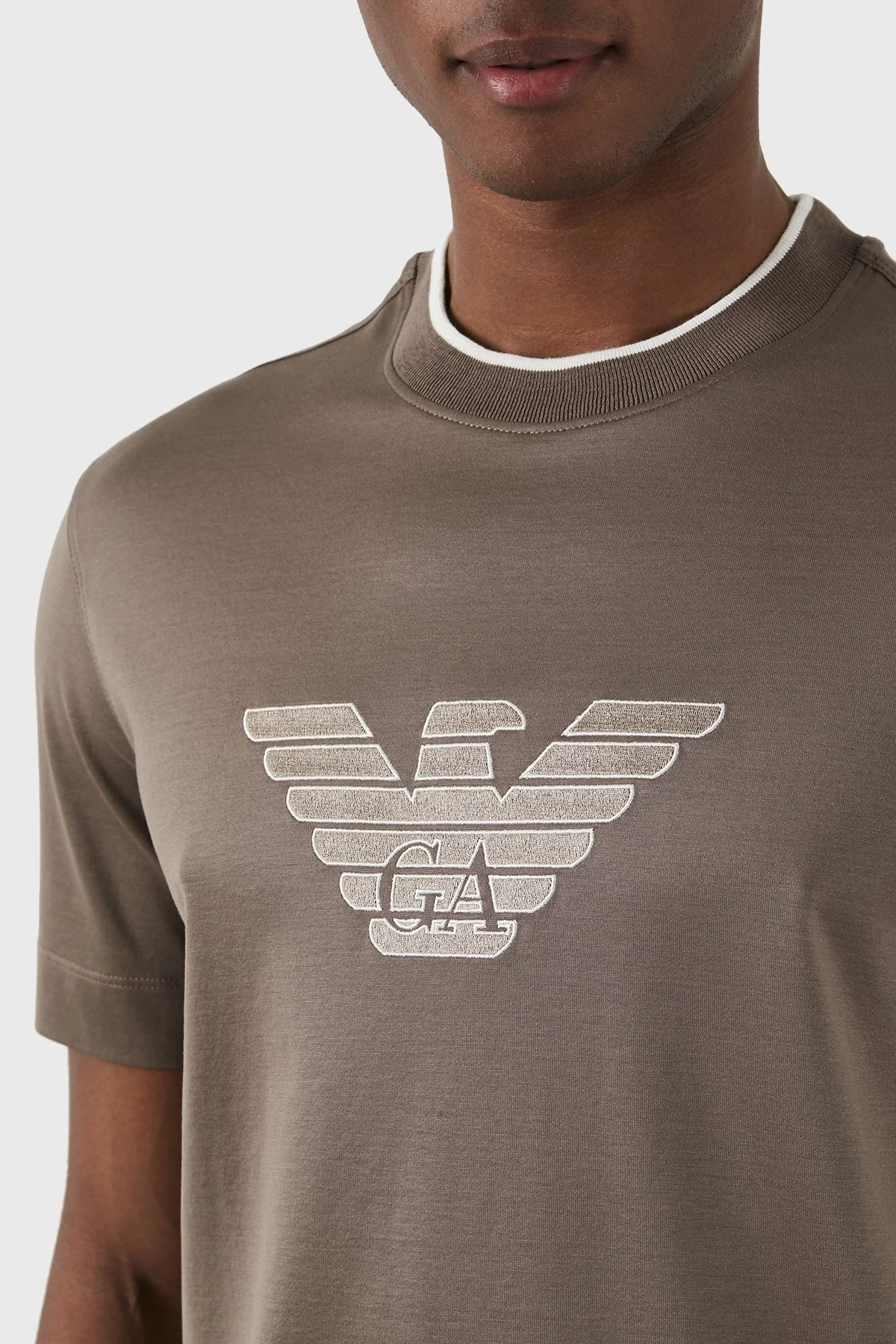 Emporio Armani Pamuklu Regular Fit Bisiklet Yaka Erkek T Shirt 3D1TD4 1JUVZ 04B6 KAHVE - 12