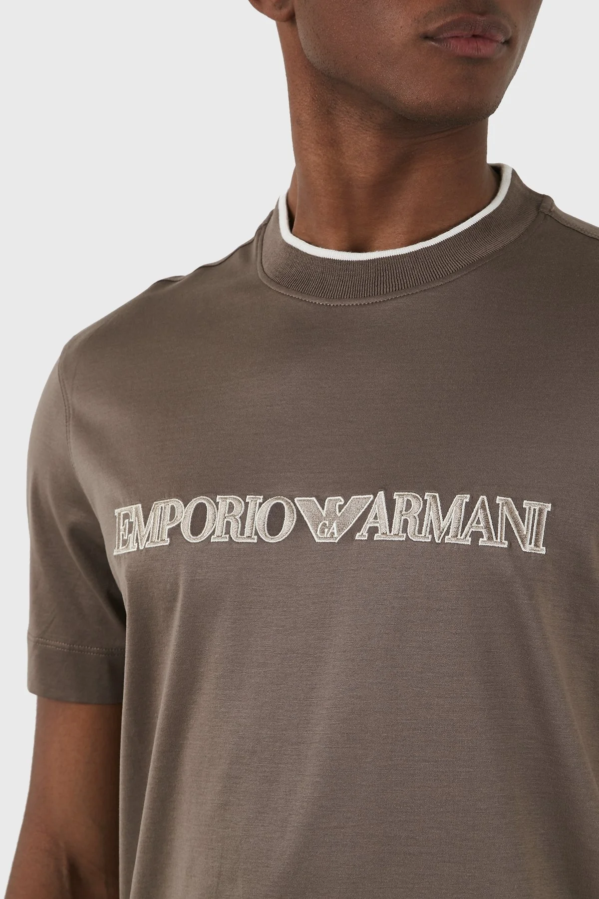 Emporio Armani Pamuklu Regular Fit Bisiklet Yaka Erkek T Shirt 3D1TD4 1JUVZ 04B7 KAHVE - 12