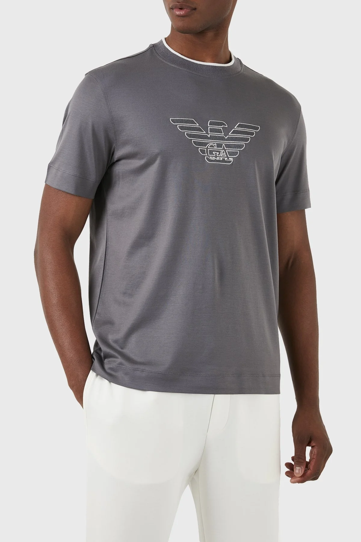 Emporio Armani Pamuklu Regular Fit Bisiklet Yaka Erkek T Shirt 3D1TD4 1JUVZ 06I1 GRİ - 1