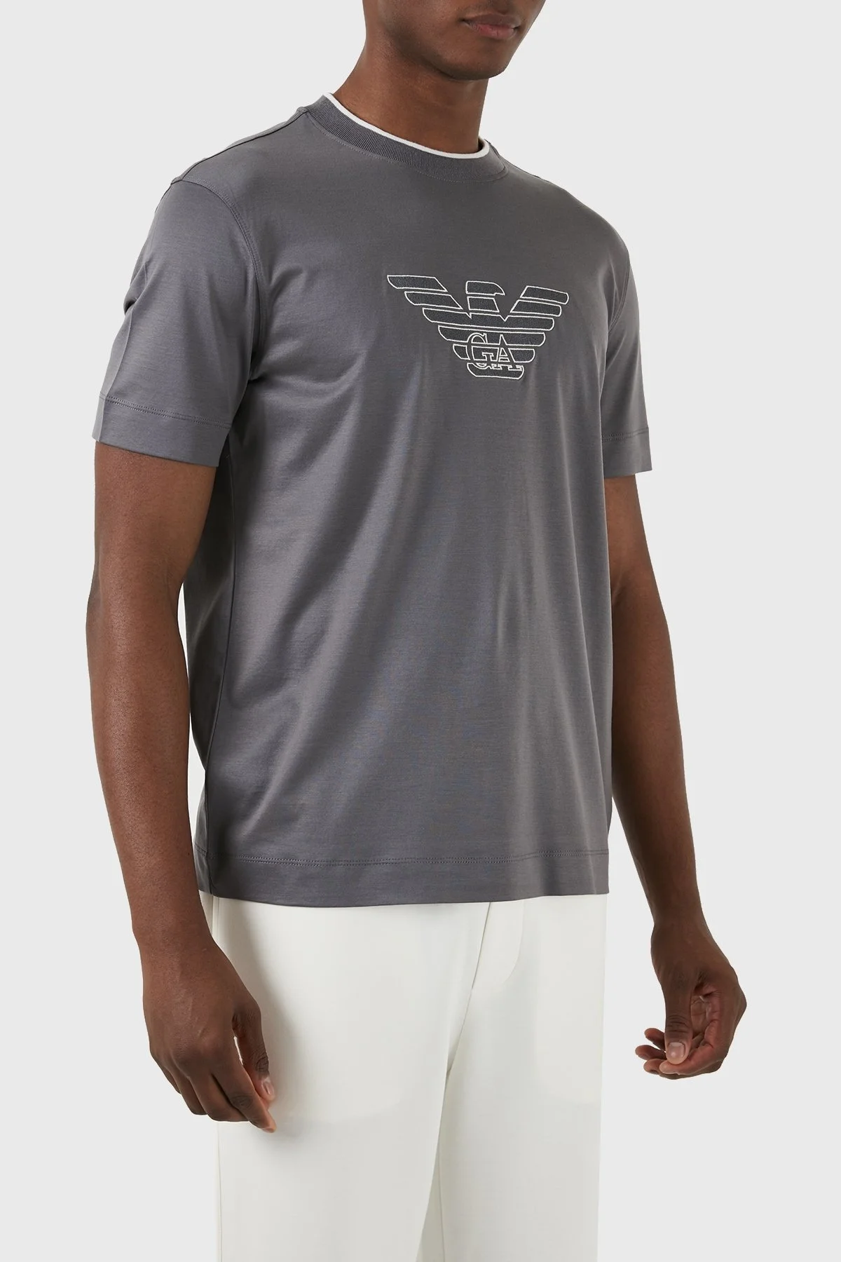 Emporio Armani Pamuklu Regular Fit Bisiklet Yaka Erkek T Shirt 3D1TD4 1JUVZ 06I1 GRİ - 4