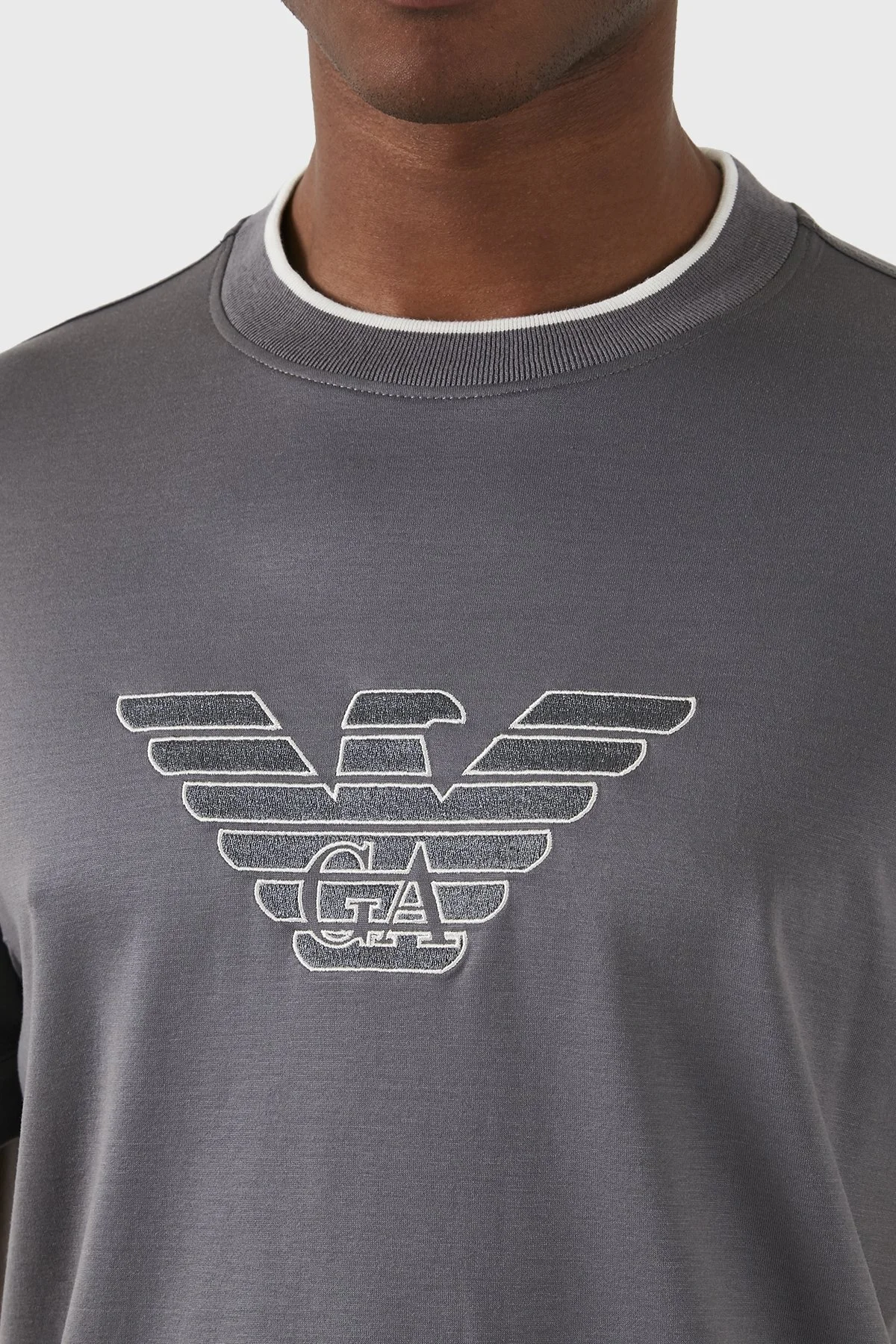 Emporio Armani Pamuklu Regular Fit Bisiklet Yaka Erkek T Shirt 3D1TD4 1JUVZ 06I1 GRİ - 5