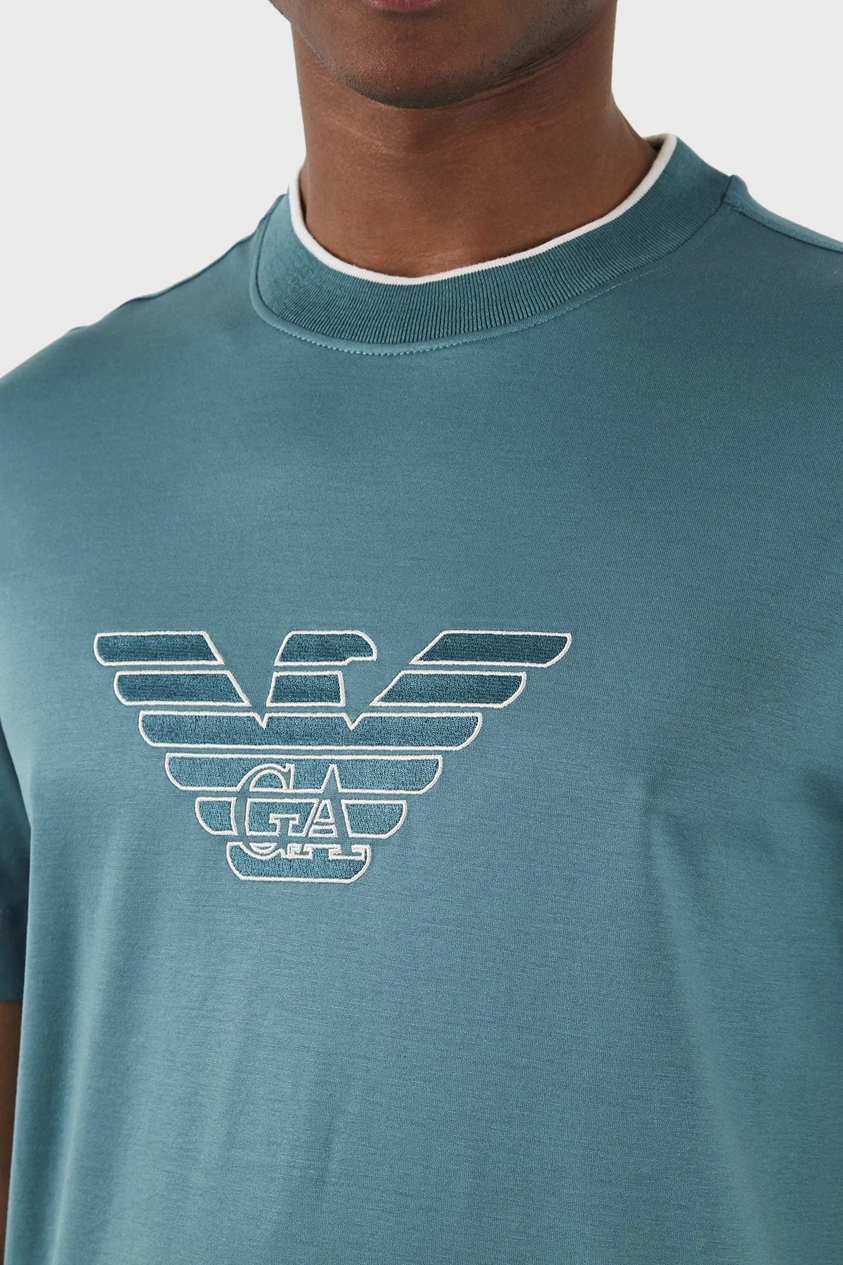 Emporio Armani Pamuklu Regular Fit Bisiklet Yaka Erkek T Shirt 3D1TD4 1JUVZ 0755 PETROL - 10