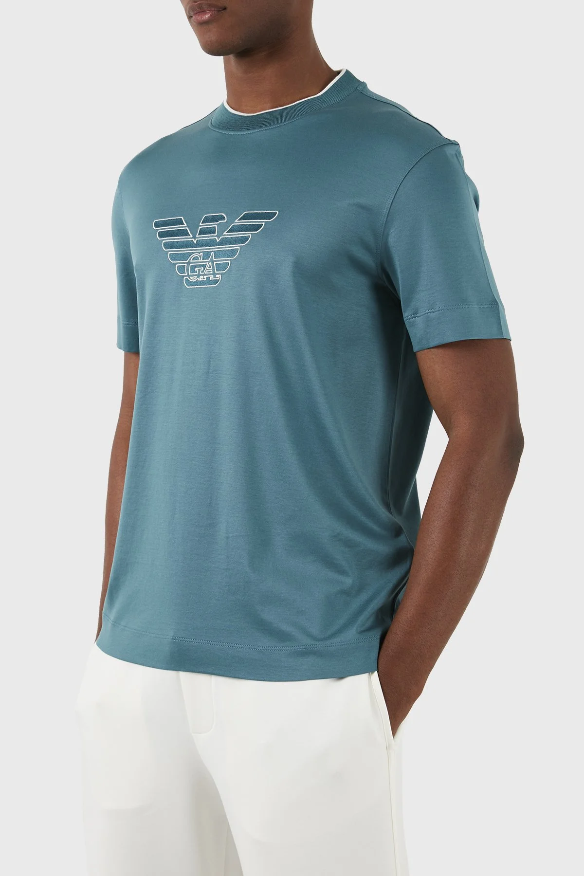 Emporio Armani Pamuklu Regular Fit Bisiklet Yaka Erkek T Shirt 3D1TD4 1JUVZ 0755 PETROL - 2