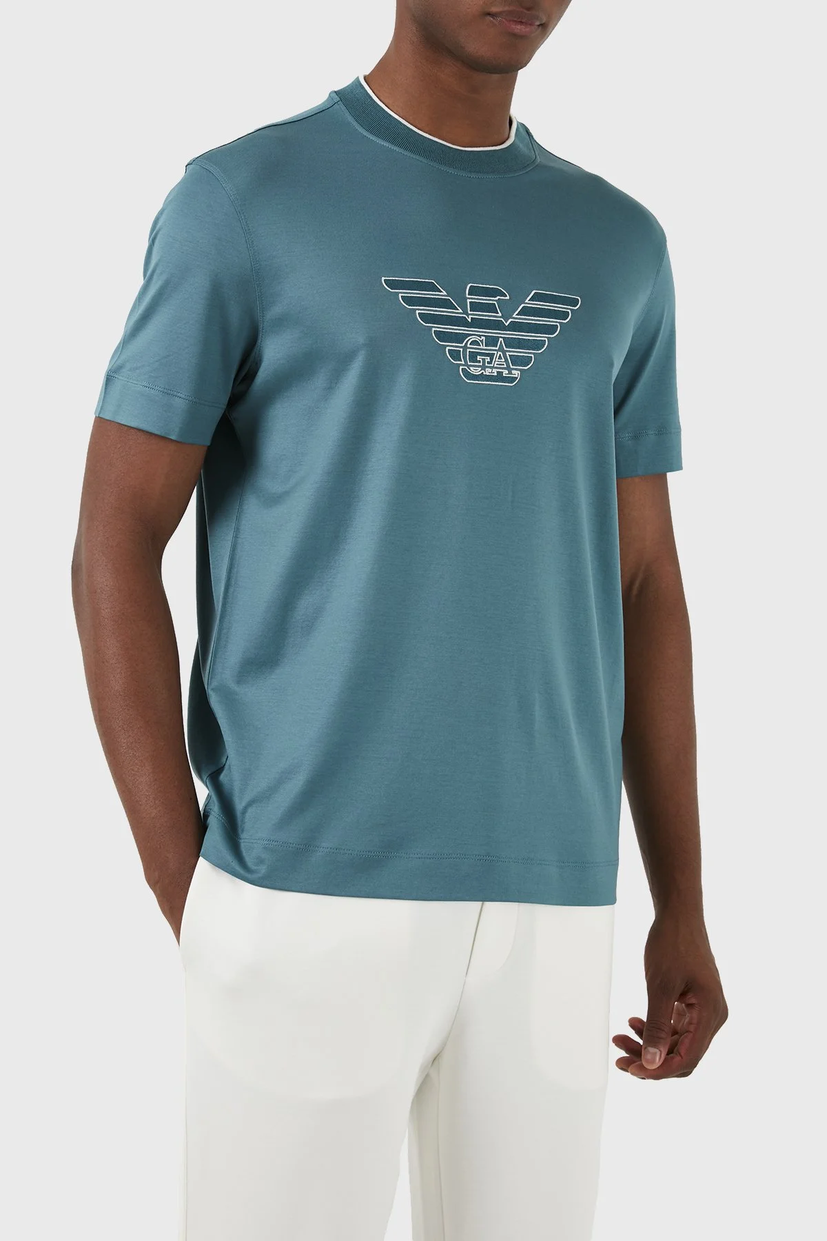 Emporio Armani Pamuklu Regular Fit Bisiklet Yaka Erkek T Shirt 3D1TD4 1JUVZ 0755 PETROL - 4