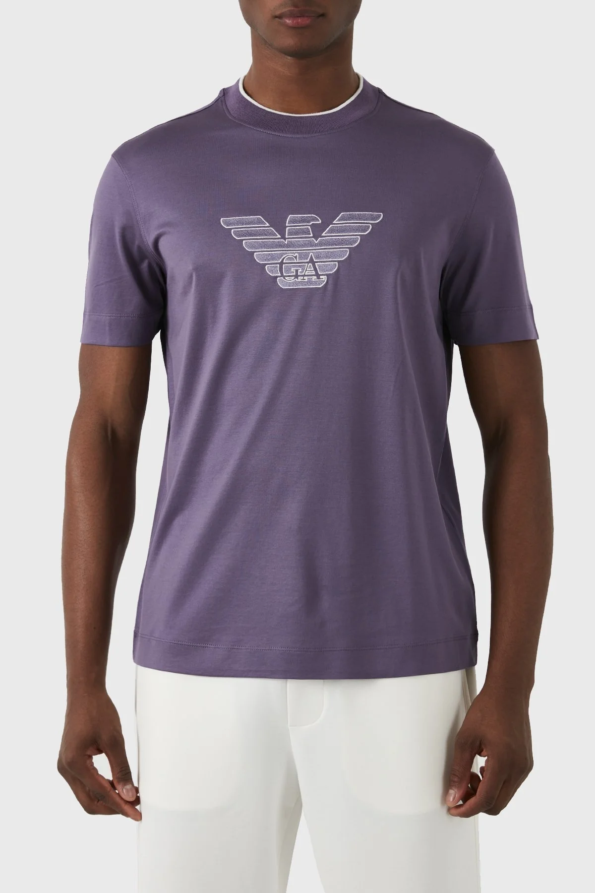 Emporio Armani Pamuklu Regular Fit Bisiklet Yaka Erkek T Shirt 3D1TD4 1JUVZ 08B2 MOR - 1
