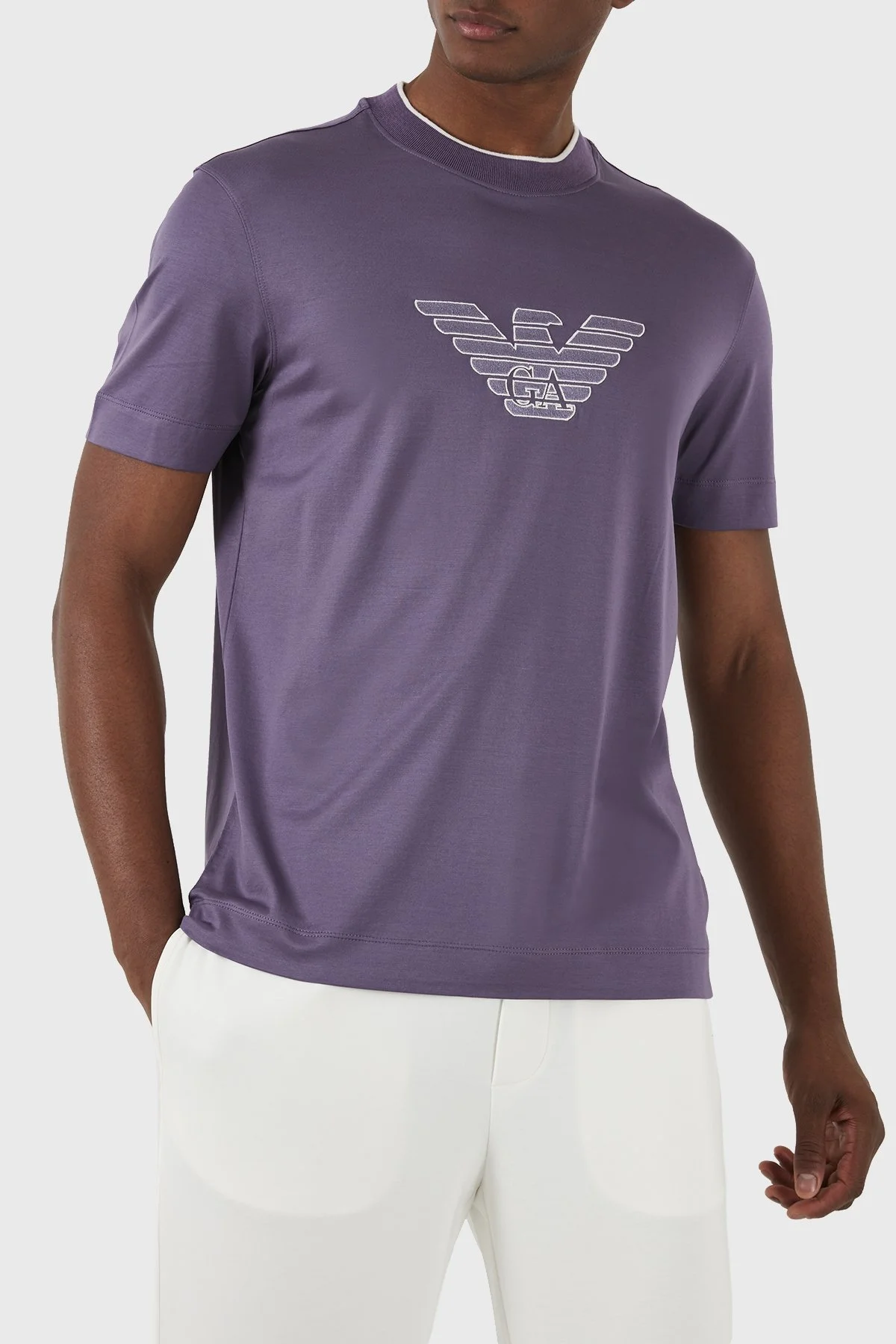 Emporio Armani Pamuklu Regular Fit Bisiklet Yaka Erkek T Shirt 3D1TD4 1JUVZ 08B2 MOR - 3