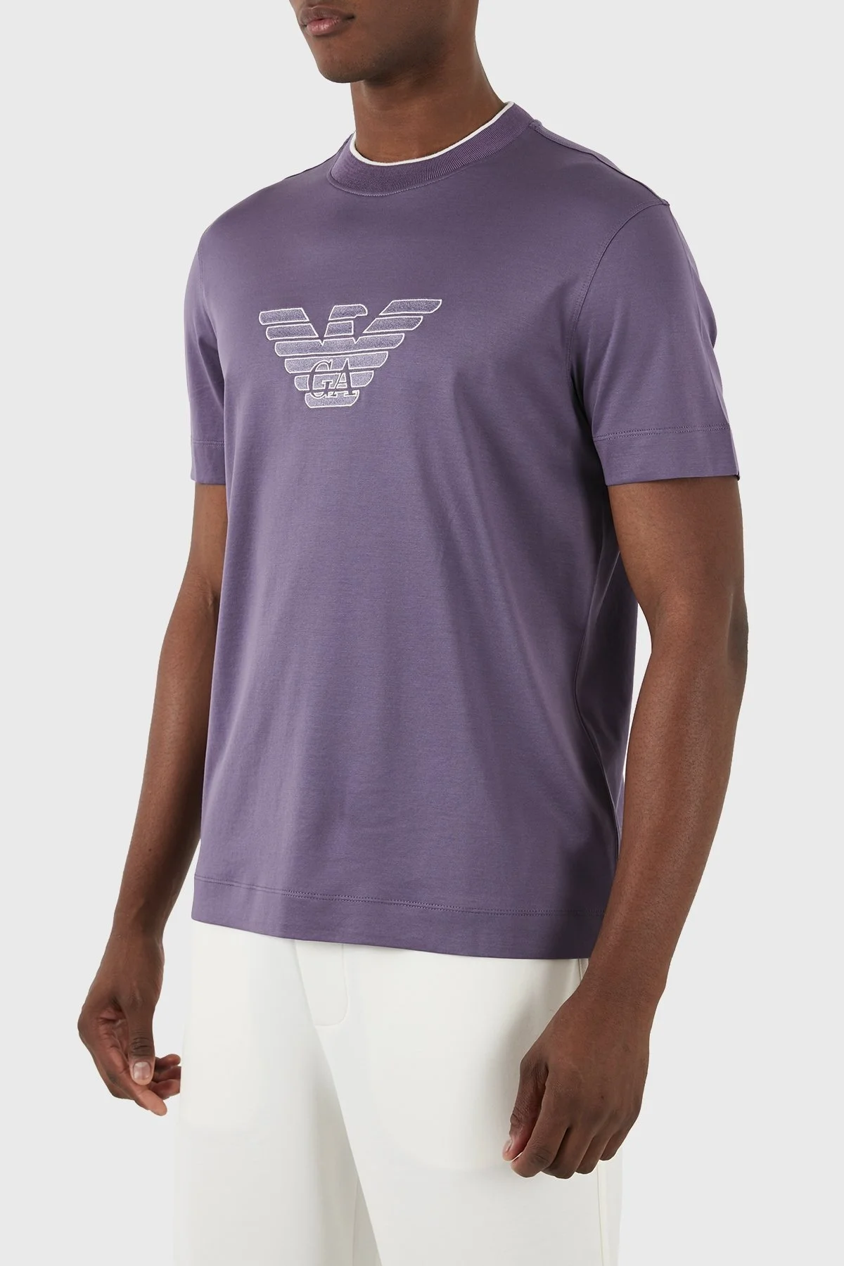 Emporio Armani Pamuklu Regular Fit Bisiklet Yaka Erkek T Shirt 3D1TD4 1JUVZ 08B2 MOR - 4