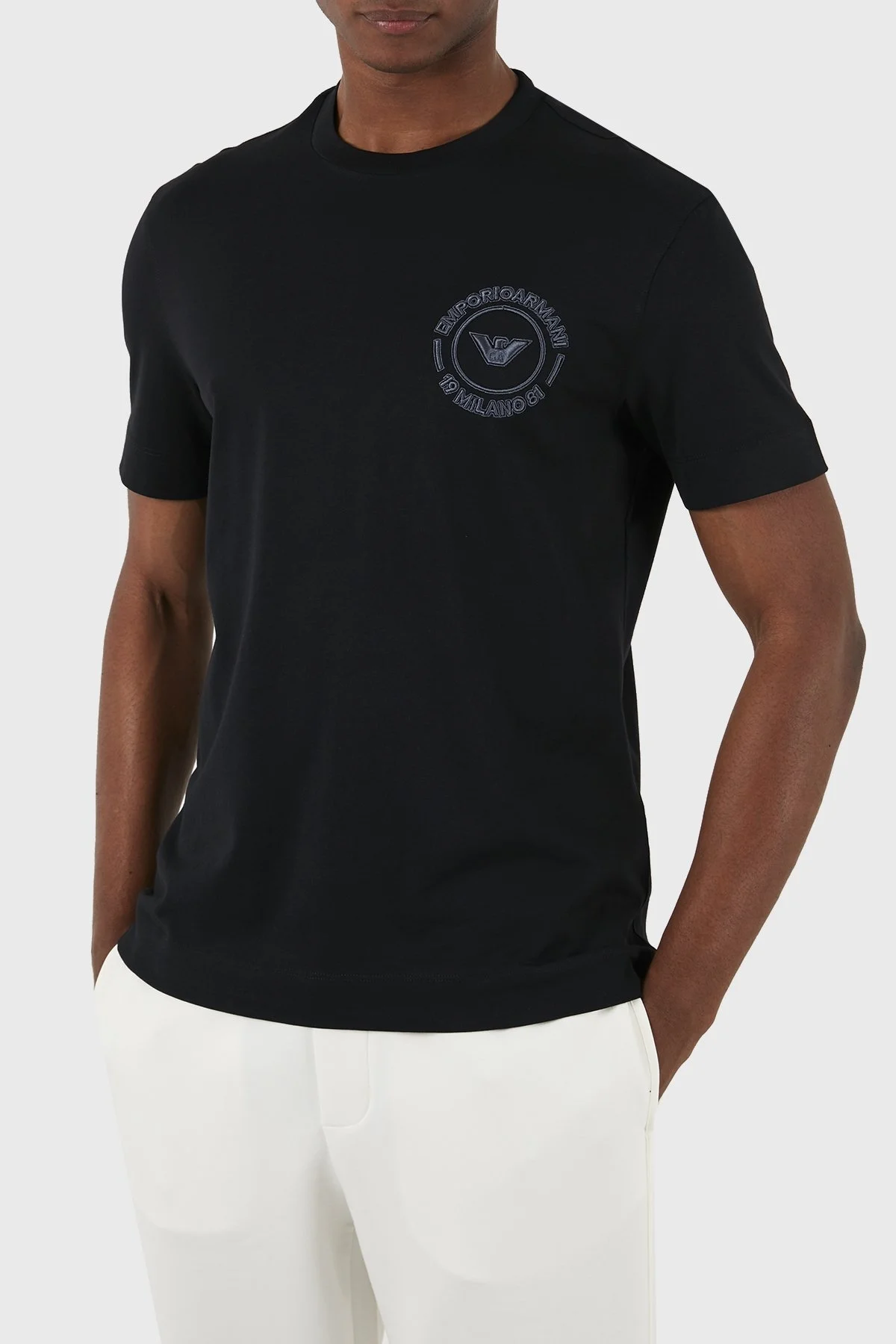 Emporio Armani Pamuklu Regular Fit Bisiklet Yaka Erkek T Shirt 3D1TG8 1JOCZ 0051 SİYAH - 1