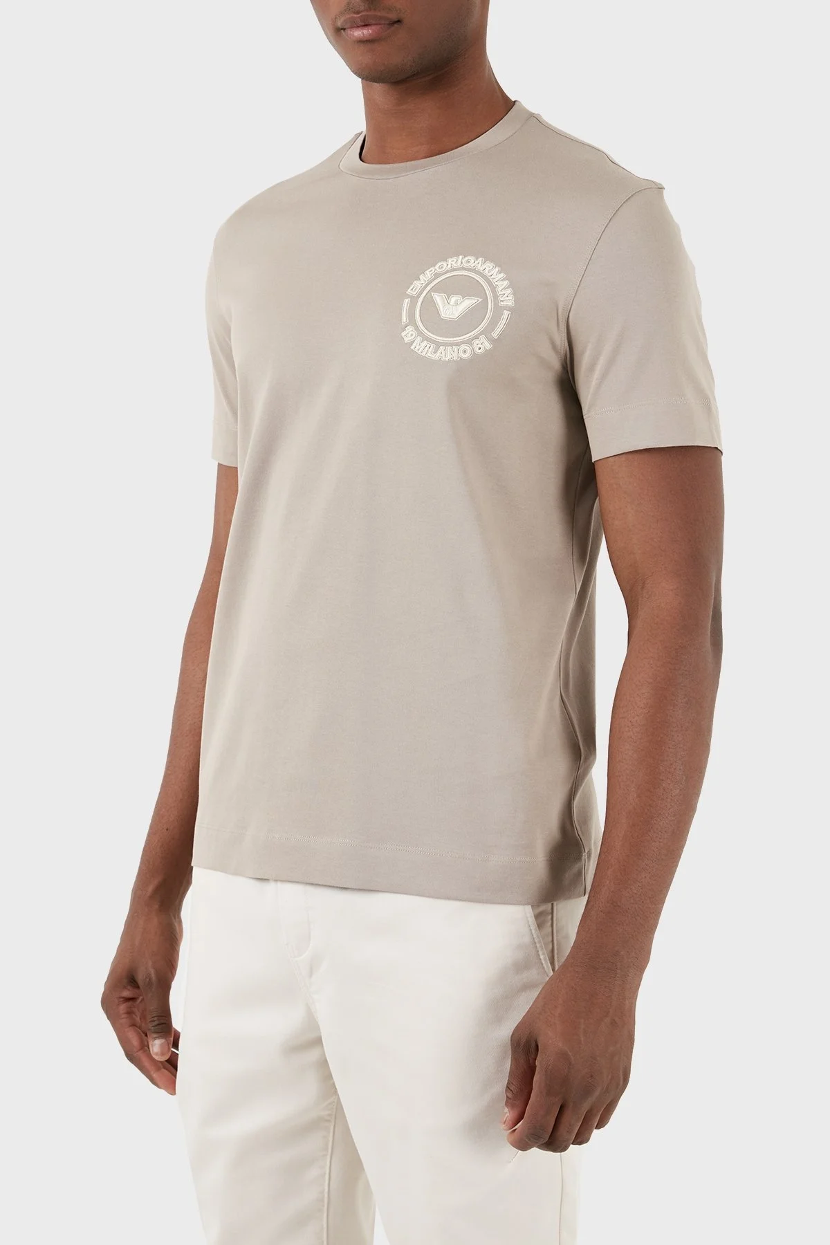 Emporio Armani Pamuklu Regular Fit Bisiklet Yaka Erkek T Shirt 3D1TG8 1JOCZ 06G9 BEJ - 5