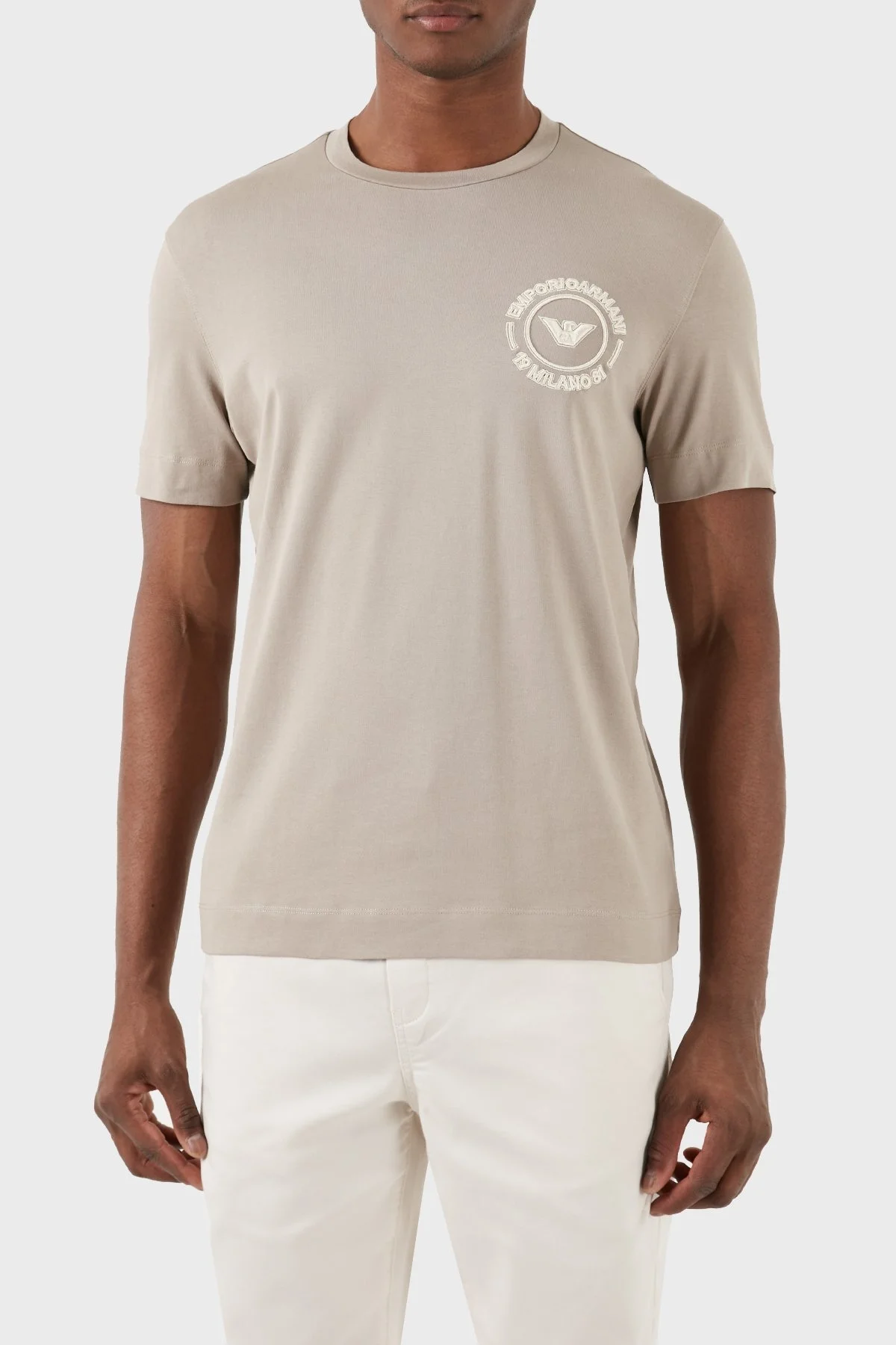 Emporio Armani Pamuklu Regular Fit Bisiklet Yaka Erkek T Shirt 3D1TG8 1JOCZ 06G9 BEJ - 6