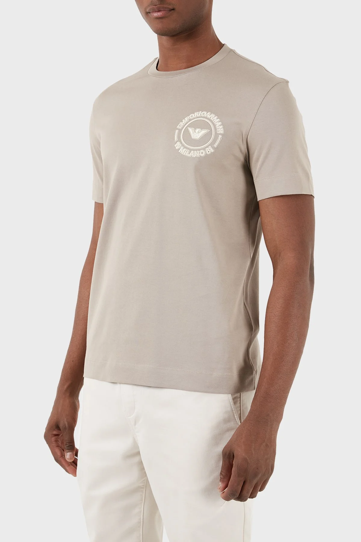 Emporio Armani Pamuklu Regular Fit Bisiklet Yaka Erkek T Shirt 3D1TG8 1JOCZ 06G9 BEJ - 5