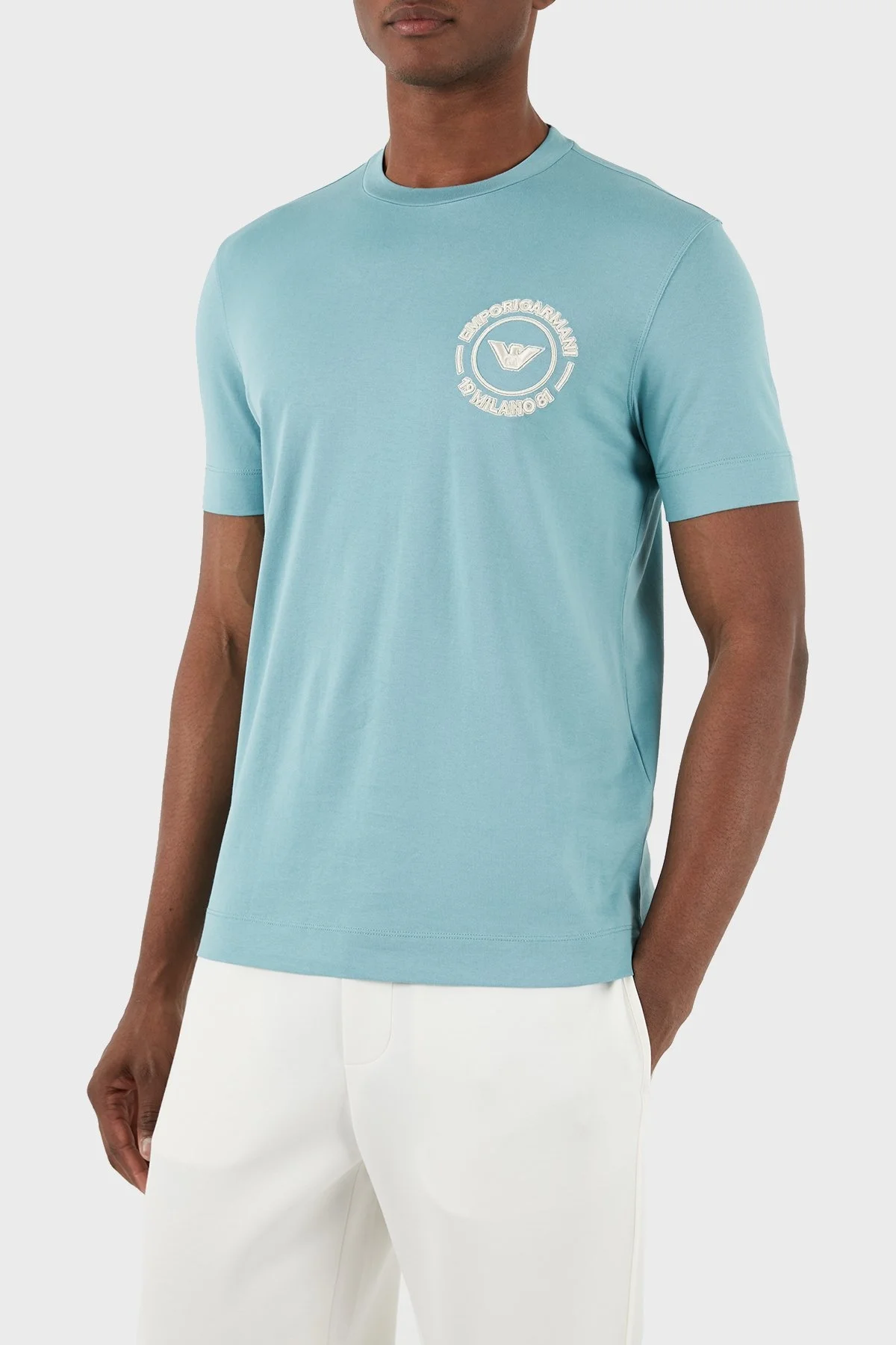 Emporio Armani Pamuklu Regular Fit Bisiklet Yaka Erkek T Shirt 3D1TG8 1JOCZ 0752 SU YEŞİLİ - 1