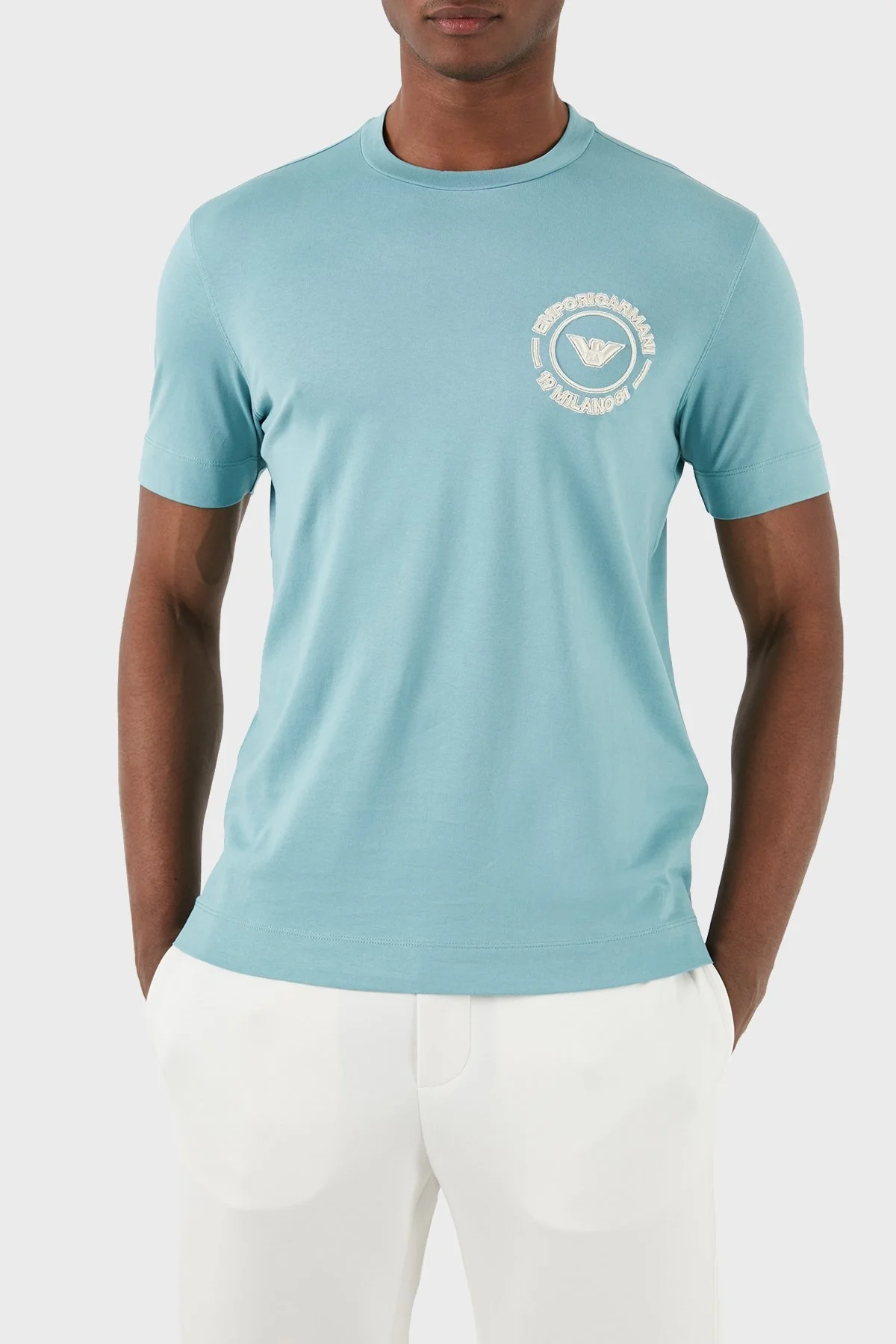 Emporio Armani Pamuklu Regular Fit Bisiklet Yaka Erkek T Shirt 3D1TG8 1JOCZ 0752 SU YEŞİLİ - 2