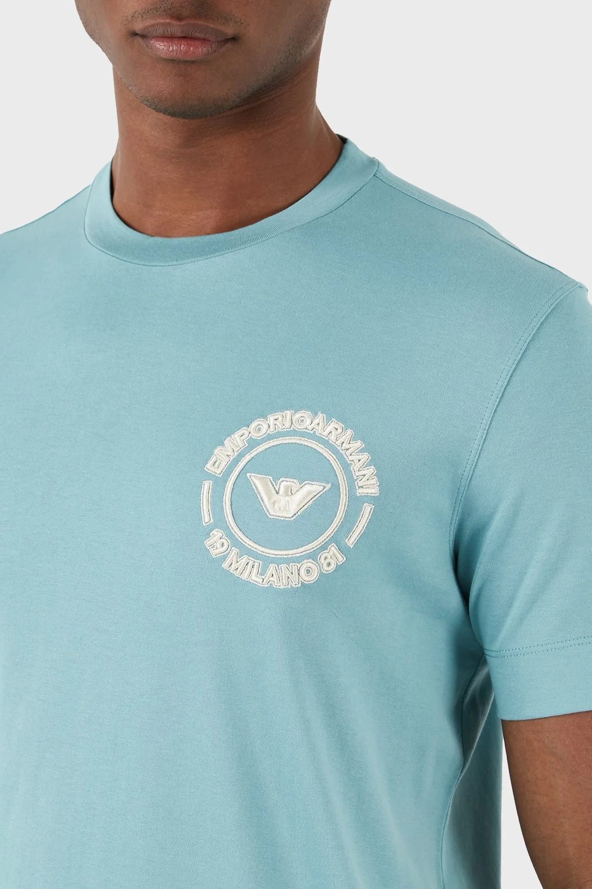 Emporio Armani Pamuklu Regular Fit Bisiklet Yaka Erkek T Shirt 3D1TG8 1JOCZ 0752 SU YEŞİLİ - 5