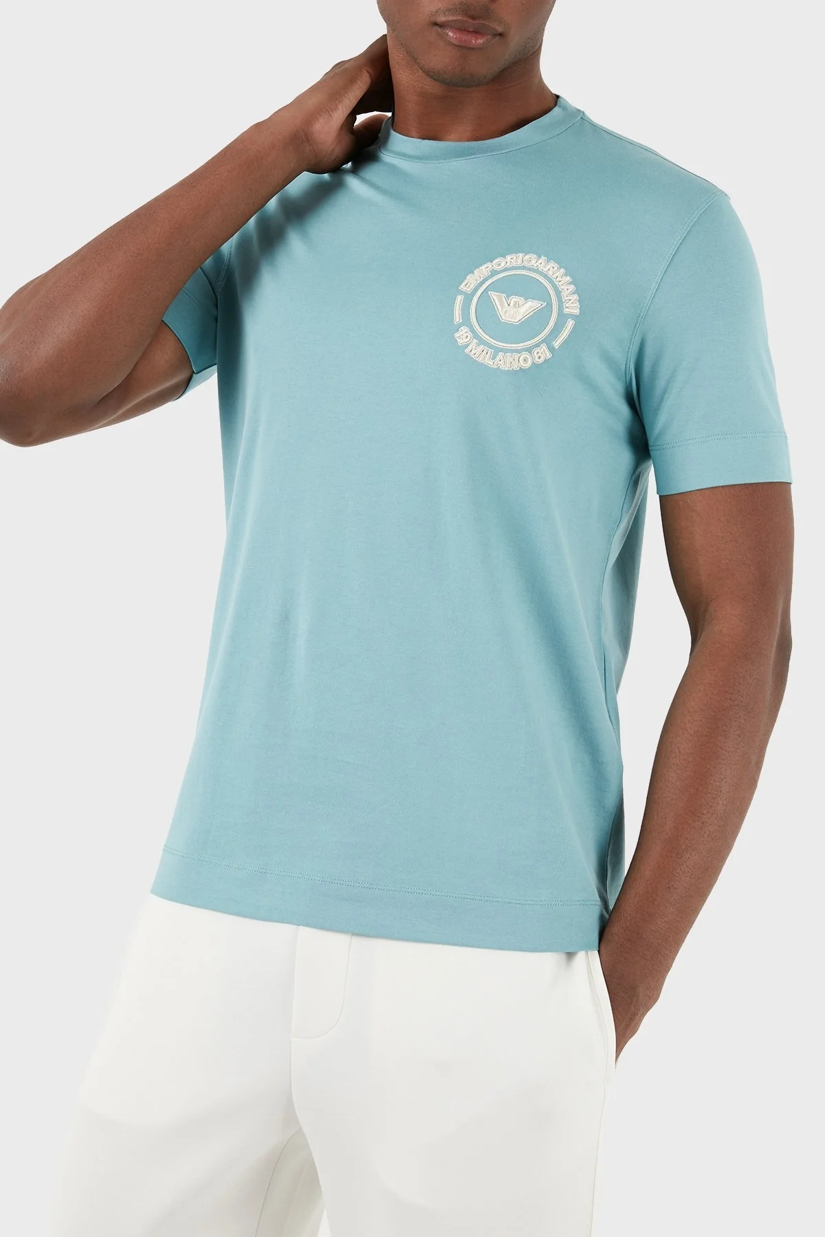 Emporio Armani Pamuklu Regular Fit Bisiklet Yaka Erkek T Shirt 3D1TG8 1JOCZ 0752 SU YEŞİLİ - 6