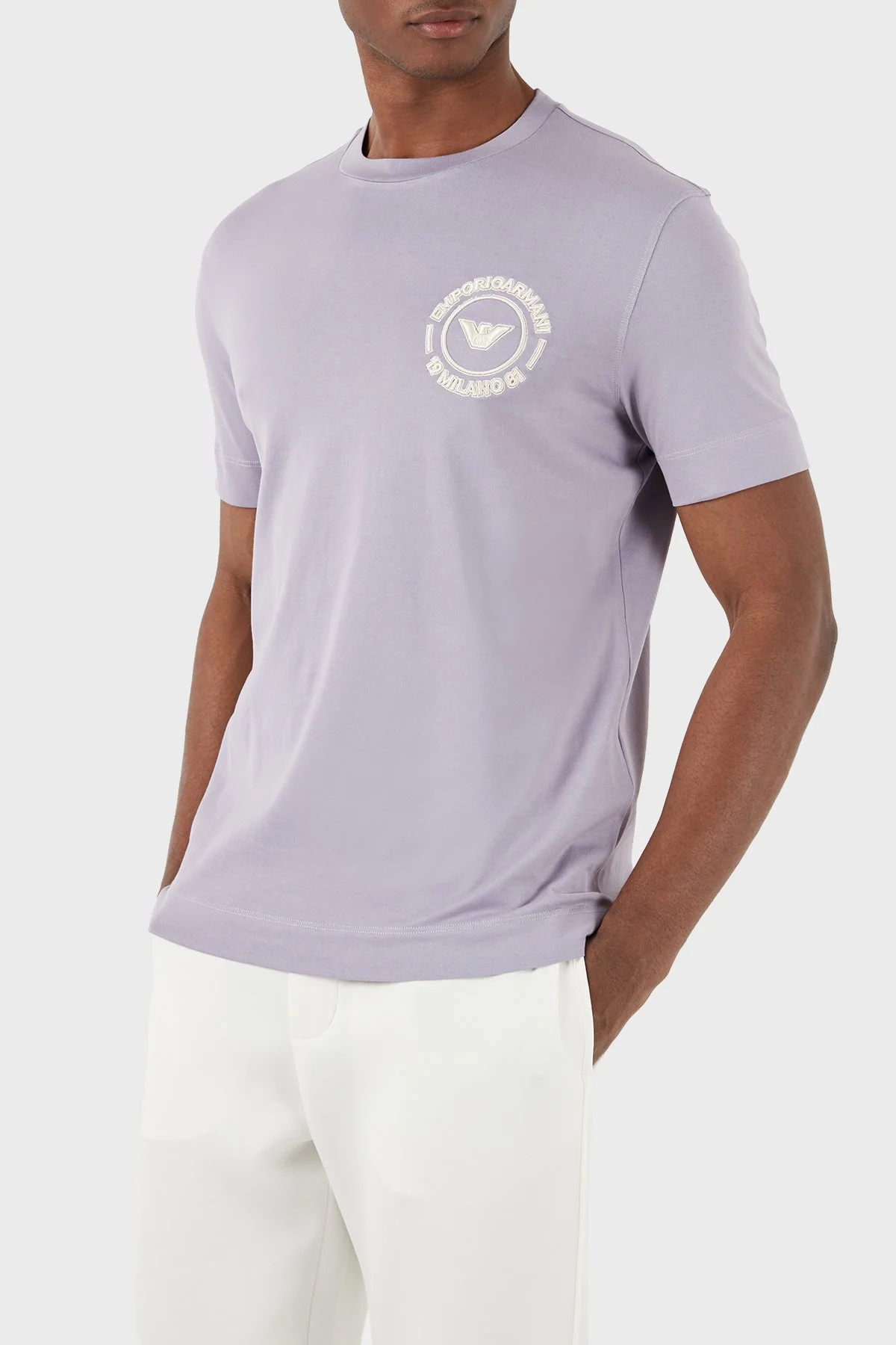 Emporio Armani Pamuklu Regular Fit Bisiklet Yaka Erkek T Shirt 3D1TG8 1JOCZ 08A9 LİLA - 2