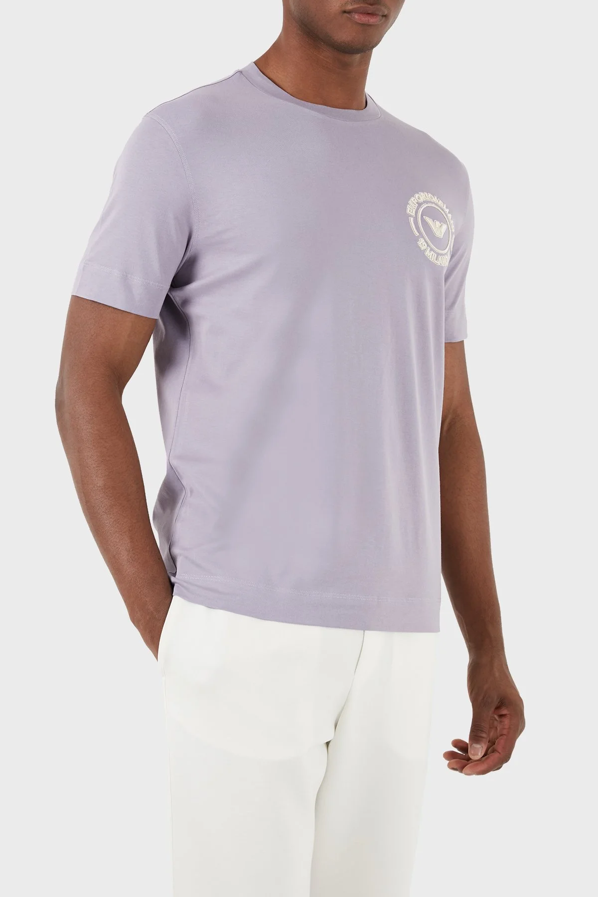 Emporio Armani Pamuklu Regular Fit Bisiklet Yaka Erkek T Shirt 3D1TG8 1JOCZ 08A9 LİLA - 4