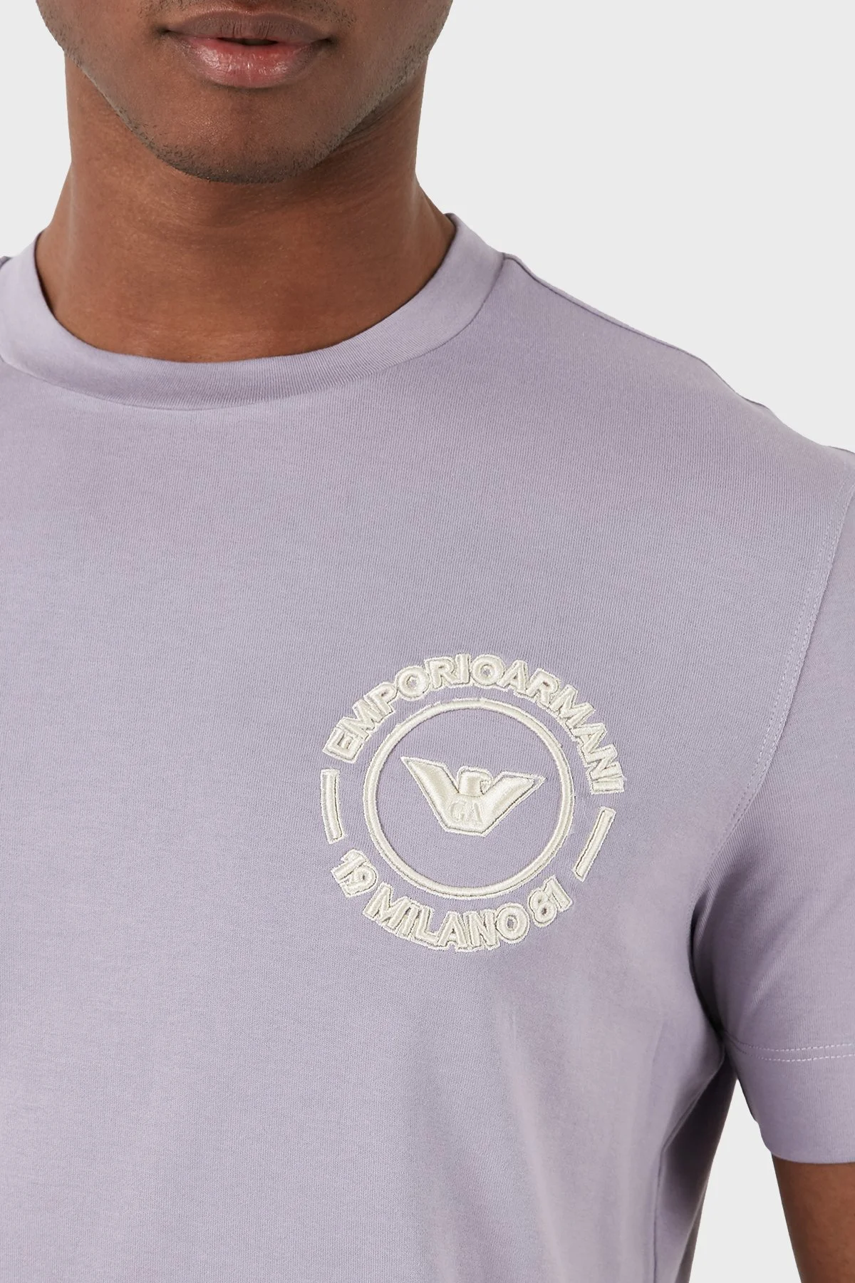 Emporio Armani Pamuklu Regular Fit Bisiklet Yaka Erkek T Shirt 3D1TG8 1JOCZ 08A9 LİLA - 5