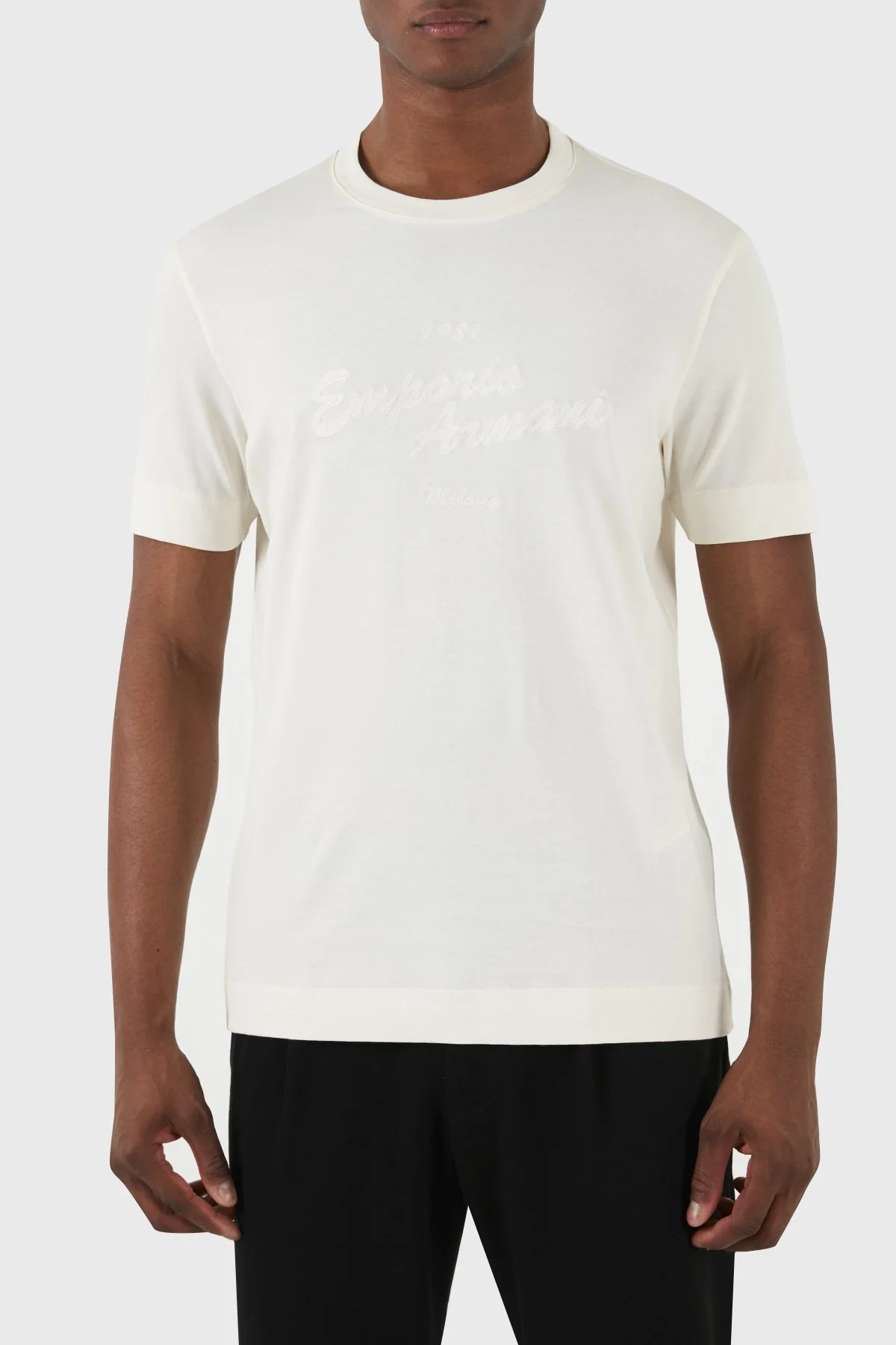Emporio Armani Pamuklu Regular Fit Bisiklet Yaka Erkek T Shirt 3D1TH1 1JOCZ 0128 EKRU - 1