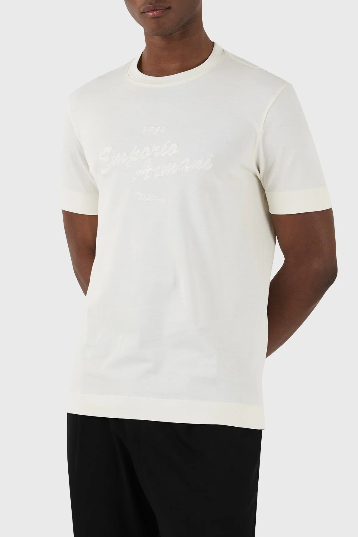 Emporio Armani Pamuklu Regular Fit Bisiklet Yaka Erkek T Shirt 3D1TH1 1JOCZ 0128 EKRU - 2